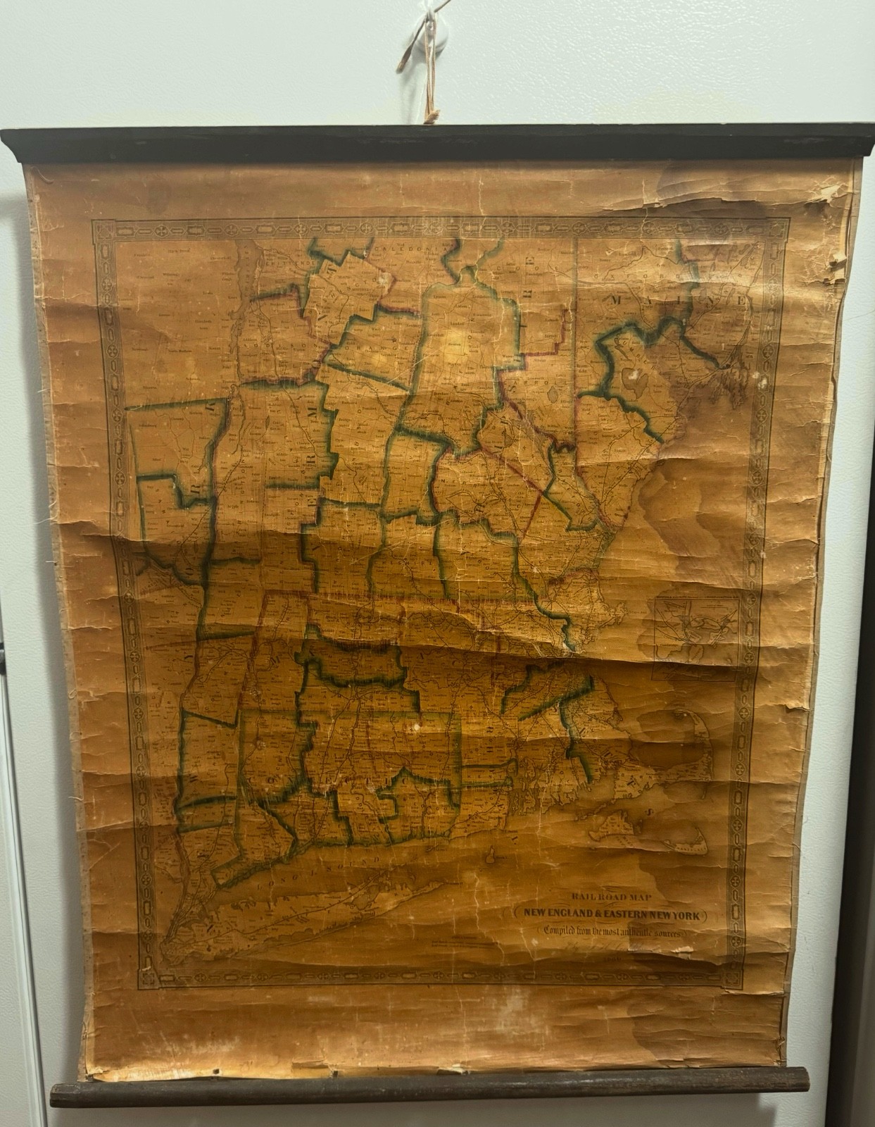 New England and Western NY Railroad Map 1849 by F. H. Goldthwait