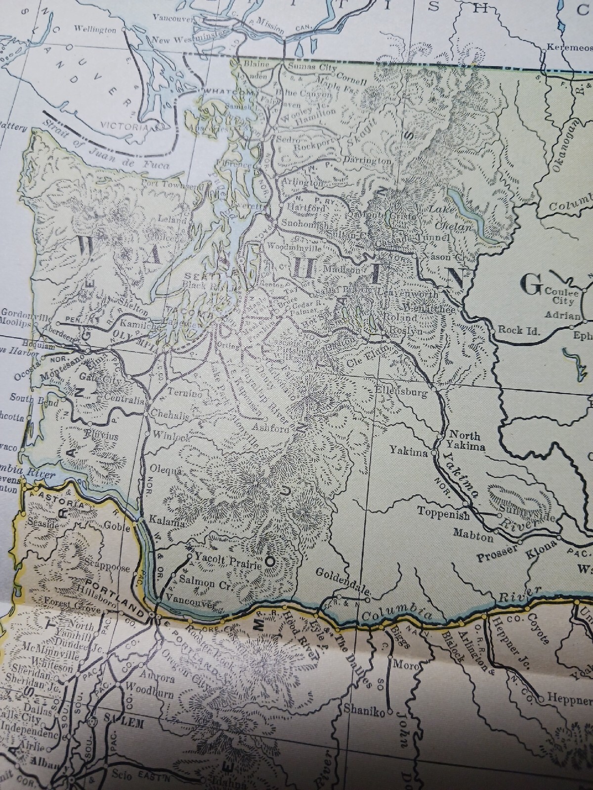 Antique 1909 Railroad Route Map CALIFORNIA NEVADA all train Lines~ 9″ × 11″