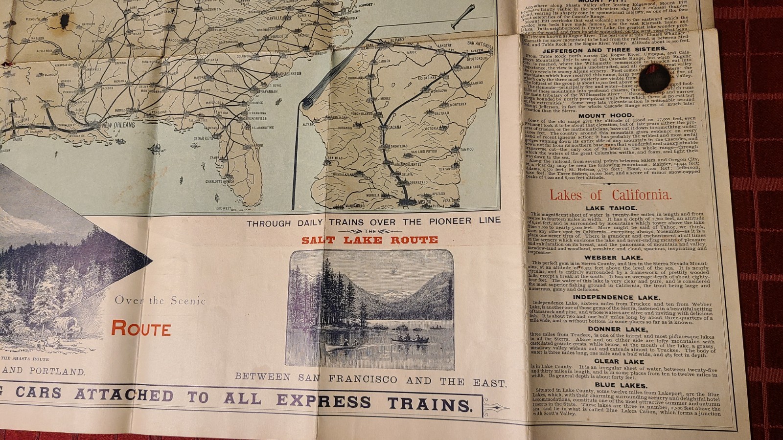 SOUTHERN PACIFIC CO. CLIMATIC MAP CALIFORNIA 1888 SUNSET ROUTE VINTAGE RAILROAD