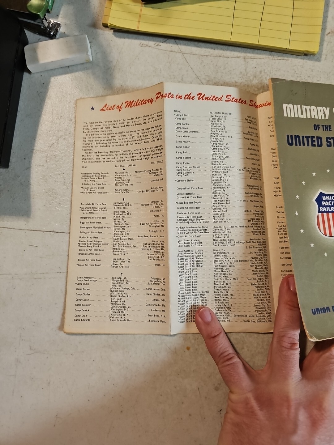 Union Pacific RR Miltary Map of the US 1952 Vintage Road Map