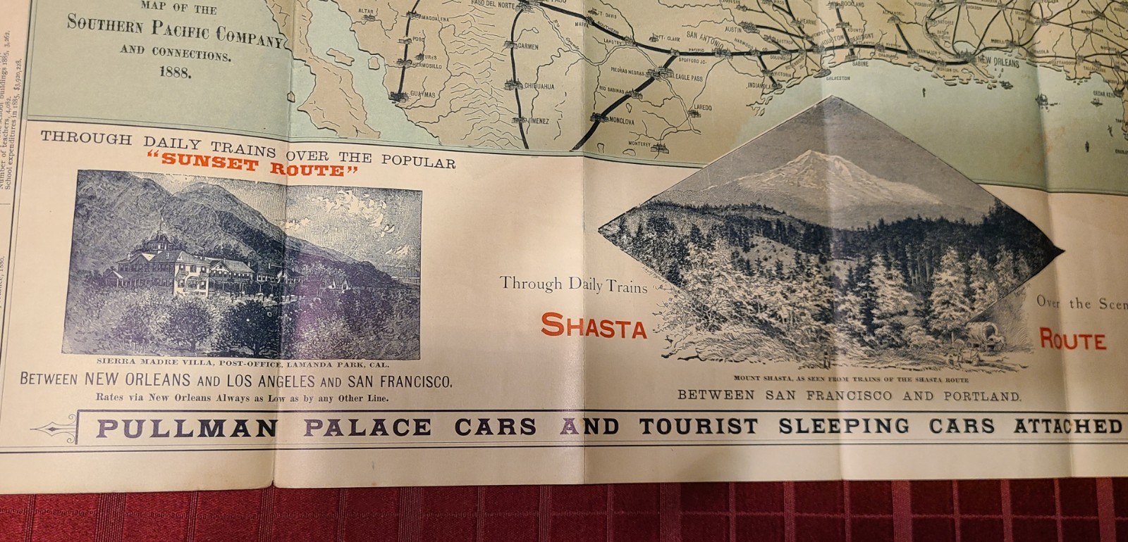 SOUTHERN PACIFIC CO. CLIMATIC MAP CALIFORNIA 1888 SUNSET ROUTE VINTAGE RAILROAD
