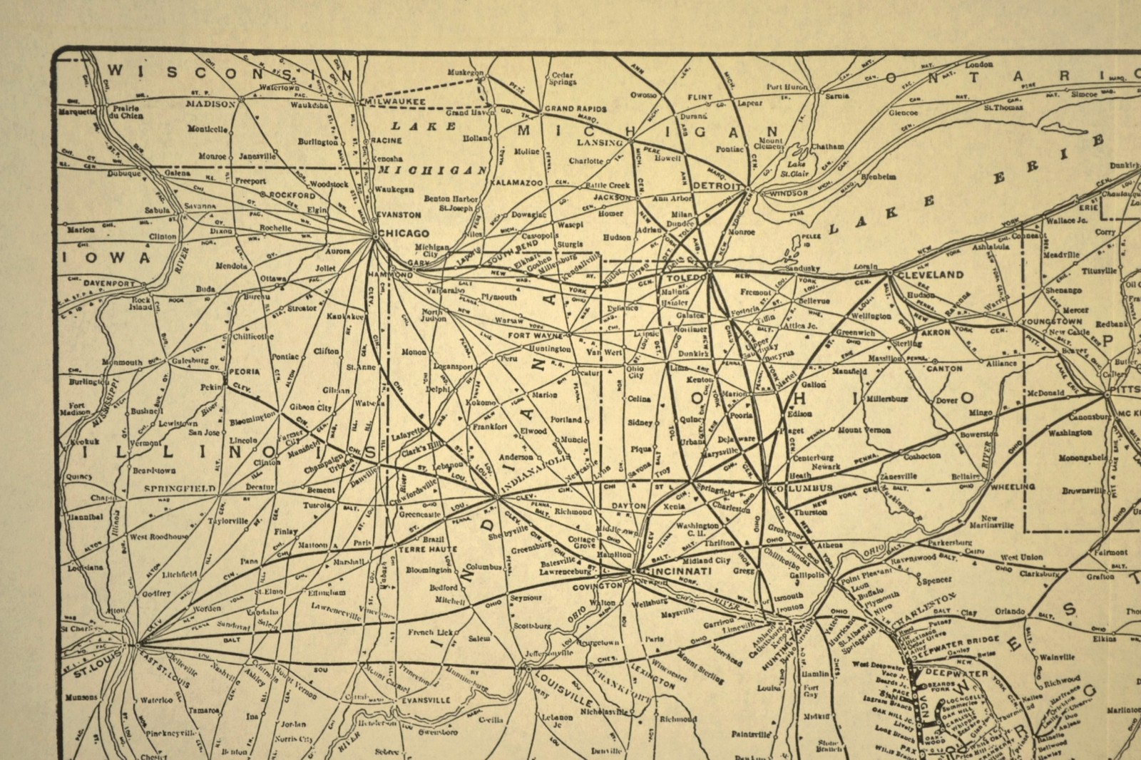 Vintage VIRGINIAN RAILWAY Map Railroad Original Deepwater Norfolk Antique