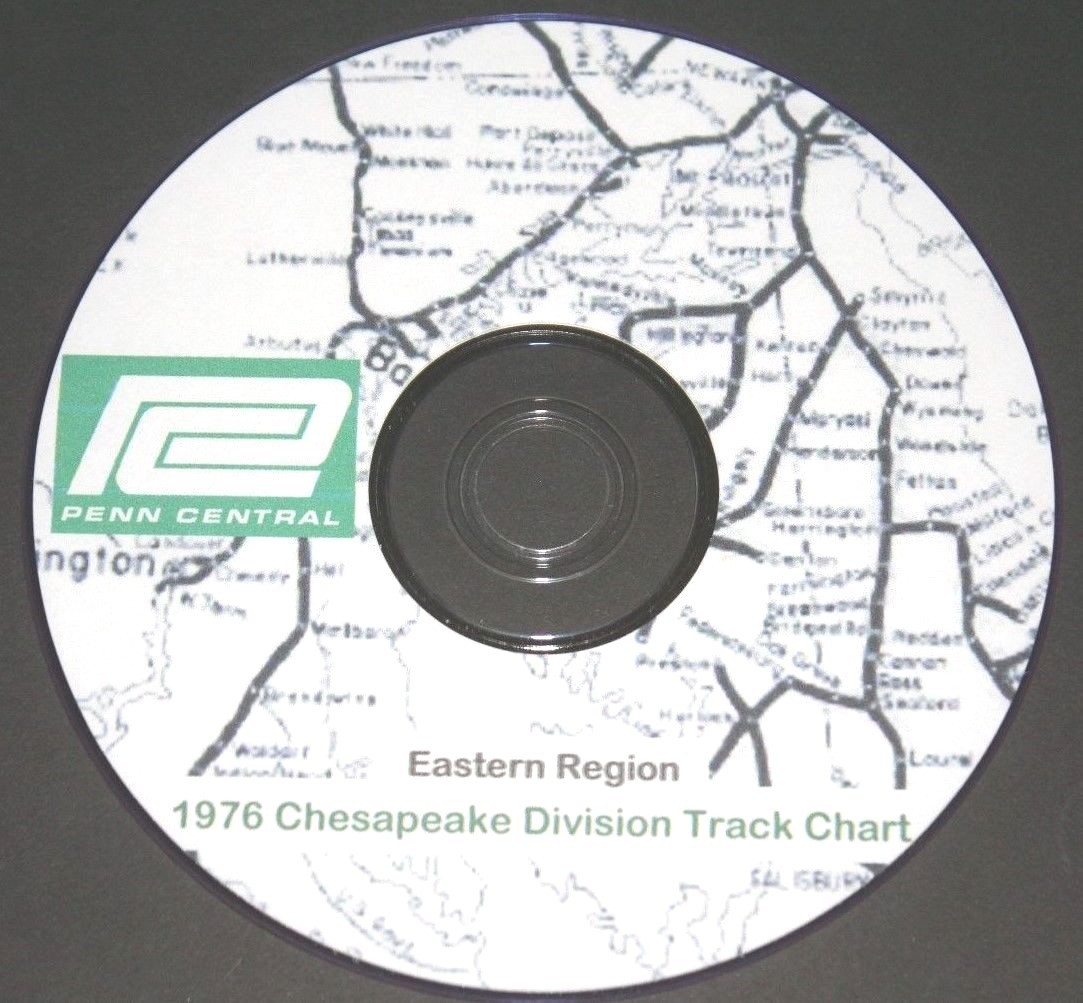 Penn Central Eastern Region Chesapeake Division Track Chart PDF Pages on DVD
