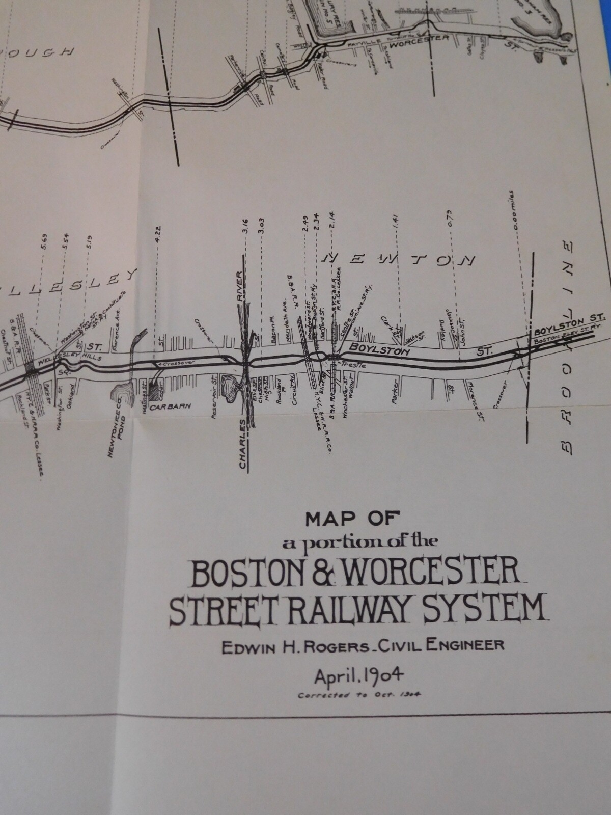 Map Boston & Worcester Street Railway System Reprint