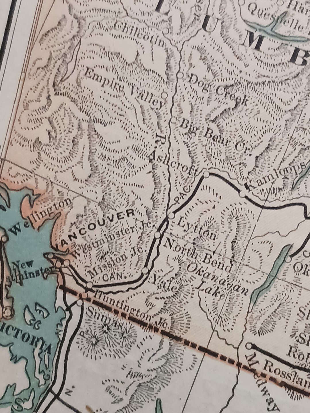 1902 Train Route Map Western Canada Railroad All Lines Station Towns 11×9″ Dated