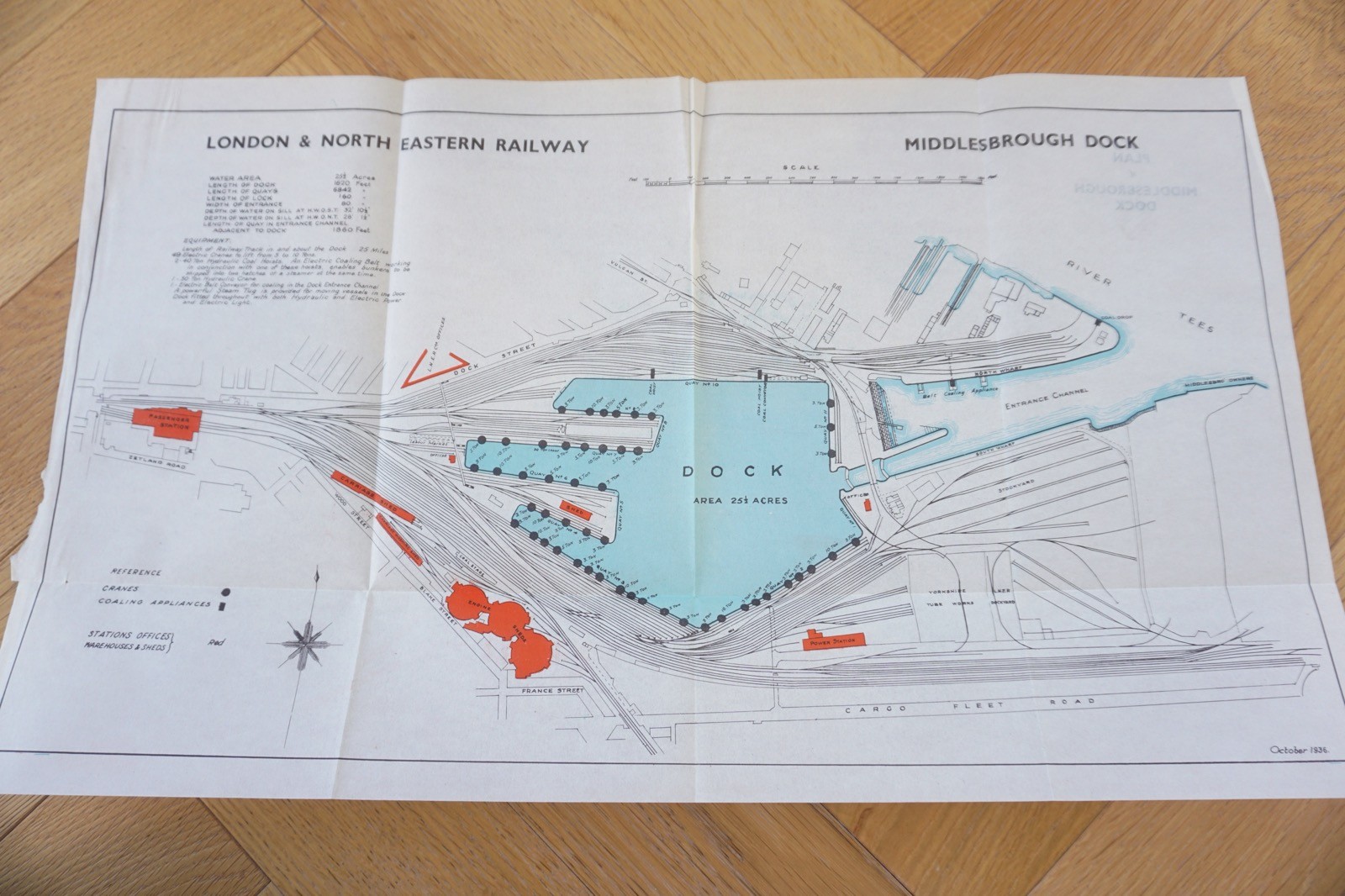 1936 LNER Middlesborough Docks Railway Plan Map