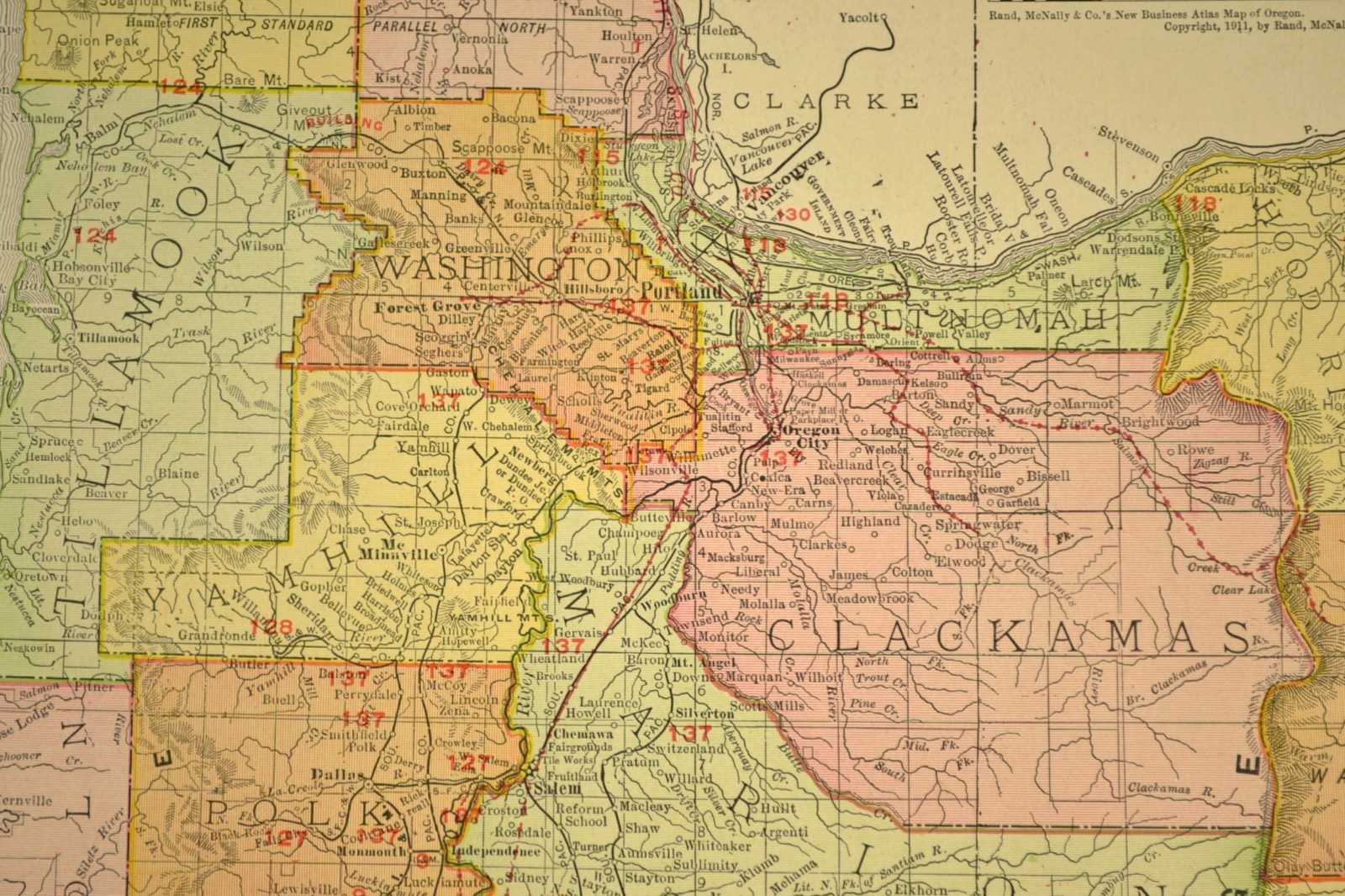 1911 Antique Map of Oregon Railroad Map ORIGINAL Southern Pacific Railroad DATED