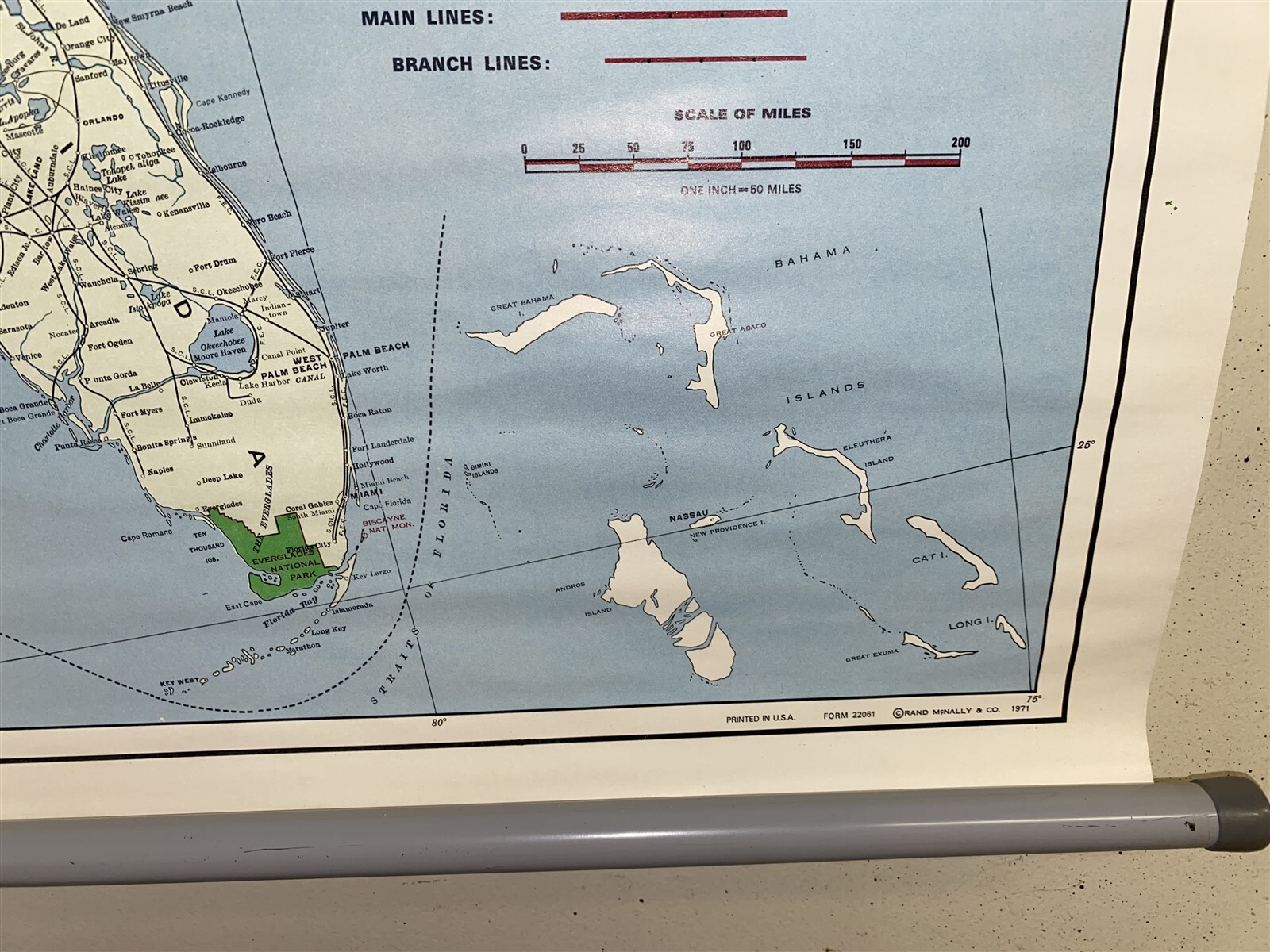 5 foot 1971 Burlington Northern Pacific Railroad Map System