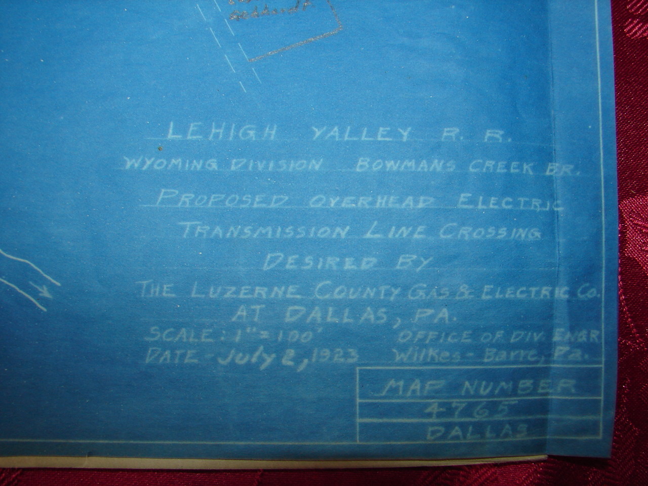 LVRR – Luzerne Co. Gas & Electric Line Crossing at Dallas, Pa 1923