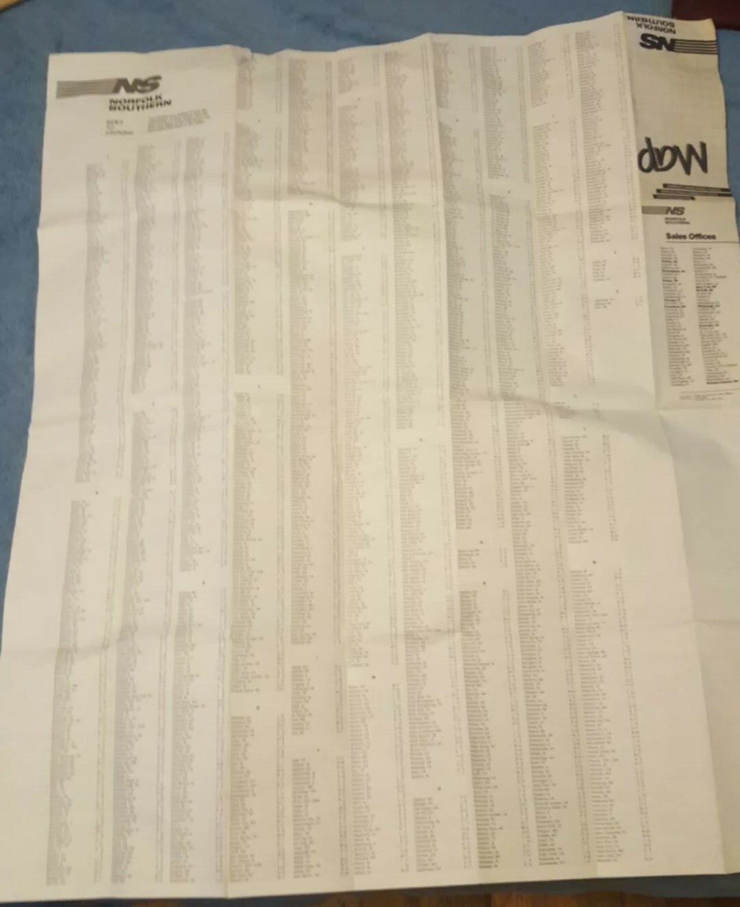1983 Map Of NS/Norfolk Southern Corporation Operating Subsidaries-SOU + N&W Used