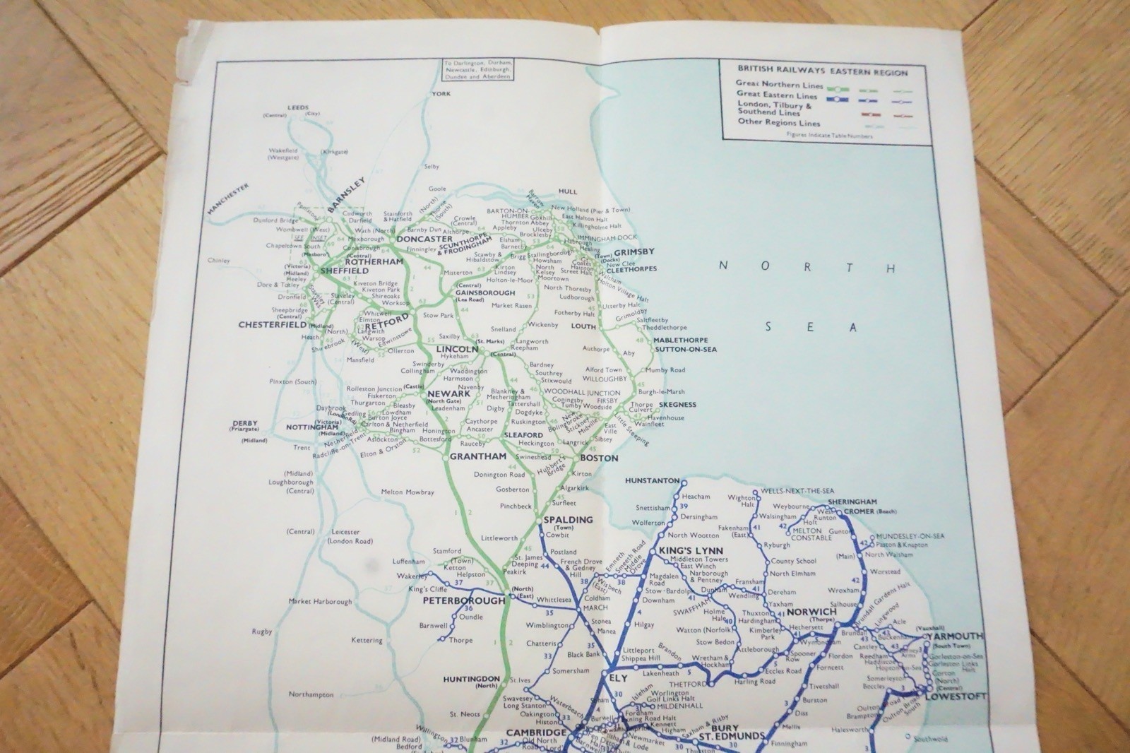 Feb 1960 Eastern Region British Rail Railway Map