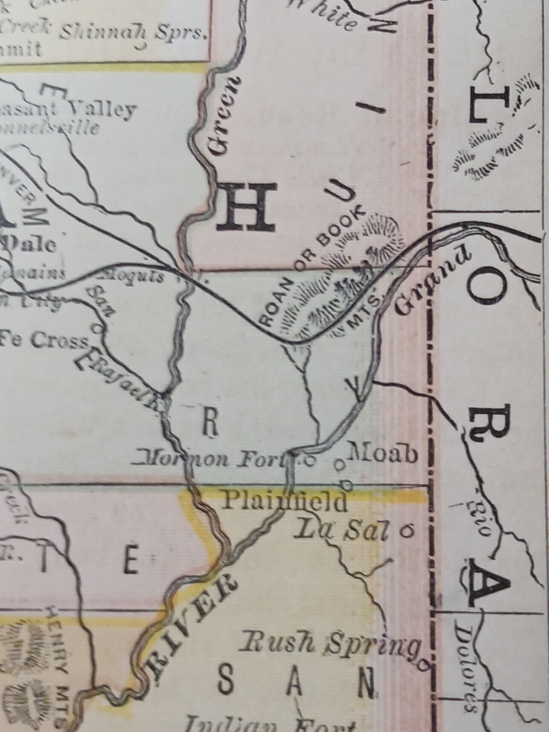 1884 vintage Railroad Map UTAH TERRITORY Train Line Routes Railway Town Stations