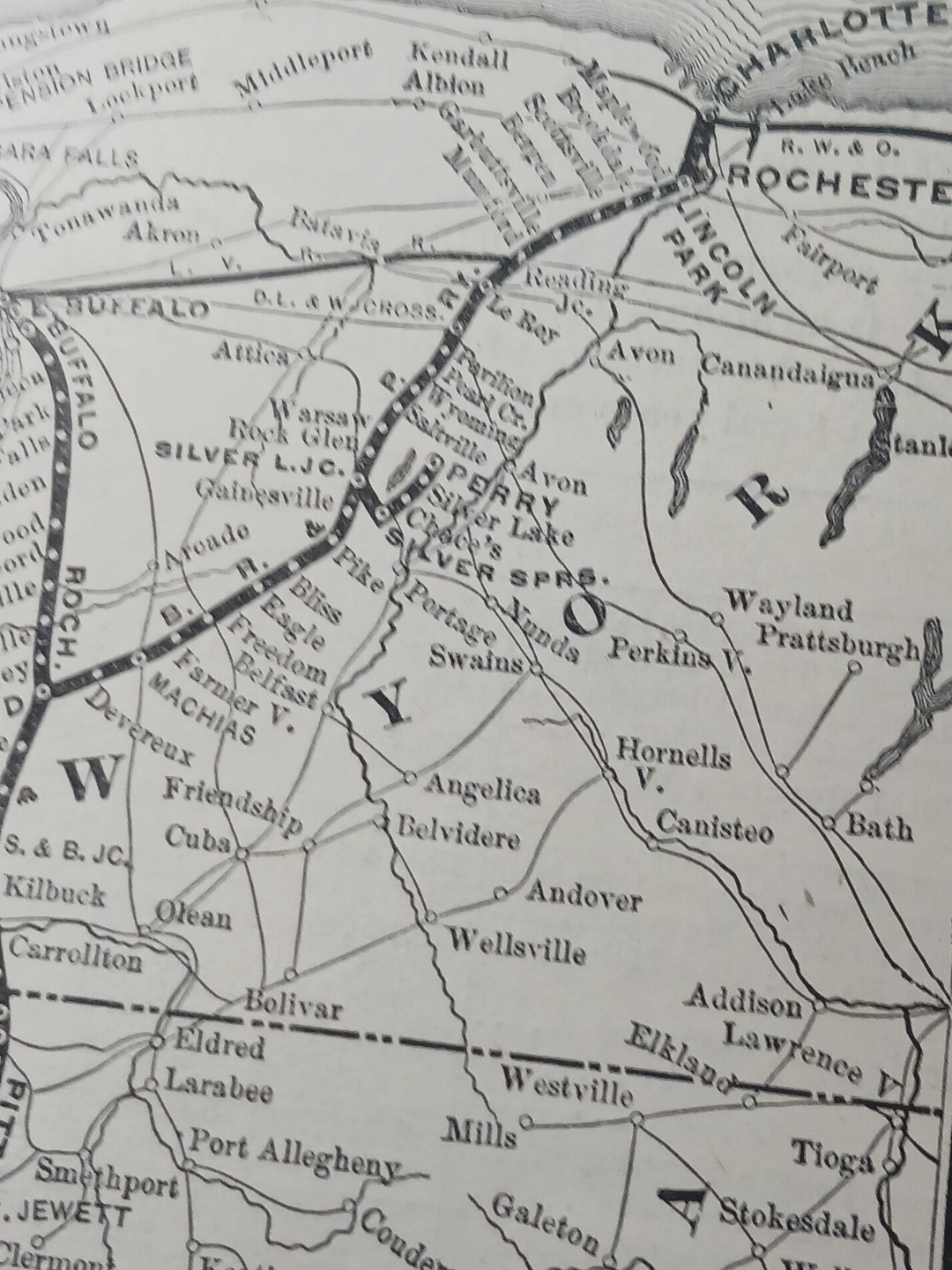 1905 Train Route Map BUFFALO ROCHESTER & PITTSBURGH RAILWAY coal Fields Railroad