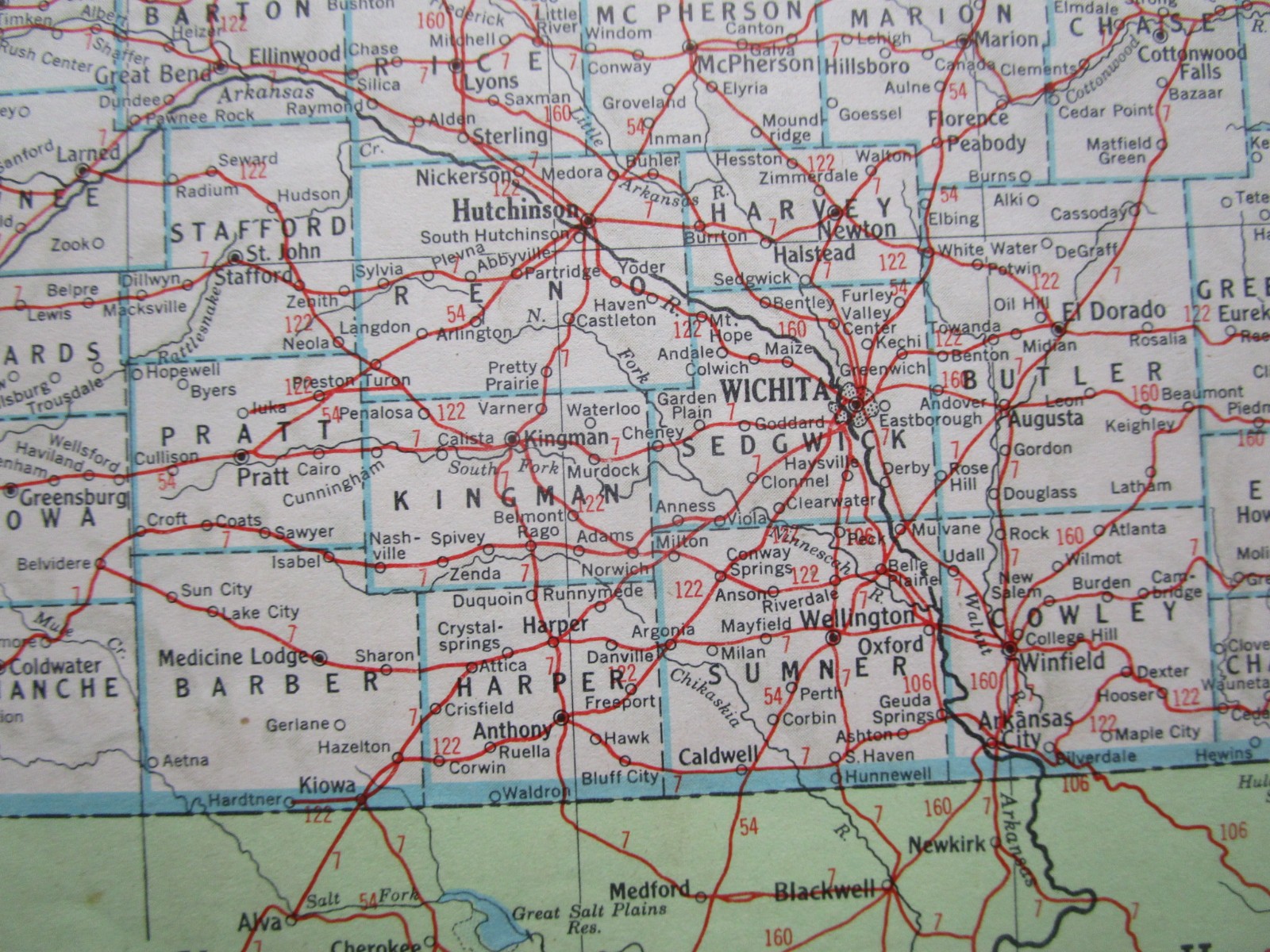 KS KY Vtg 1951 KANSAS RAILROAD Map KANSAS CITY SOUTHERN, CB&Q, ATSF or KENTUCKY