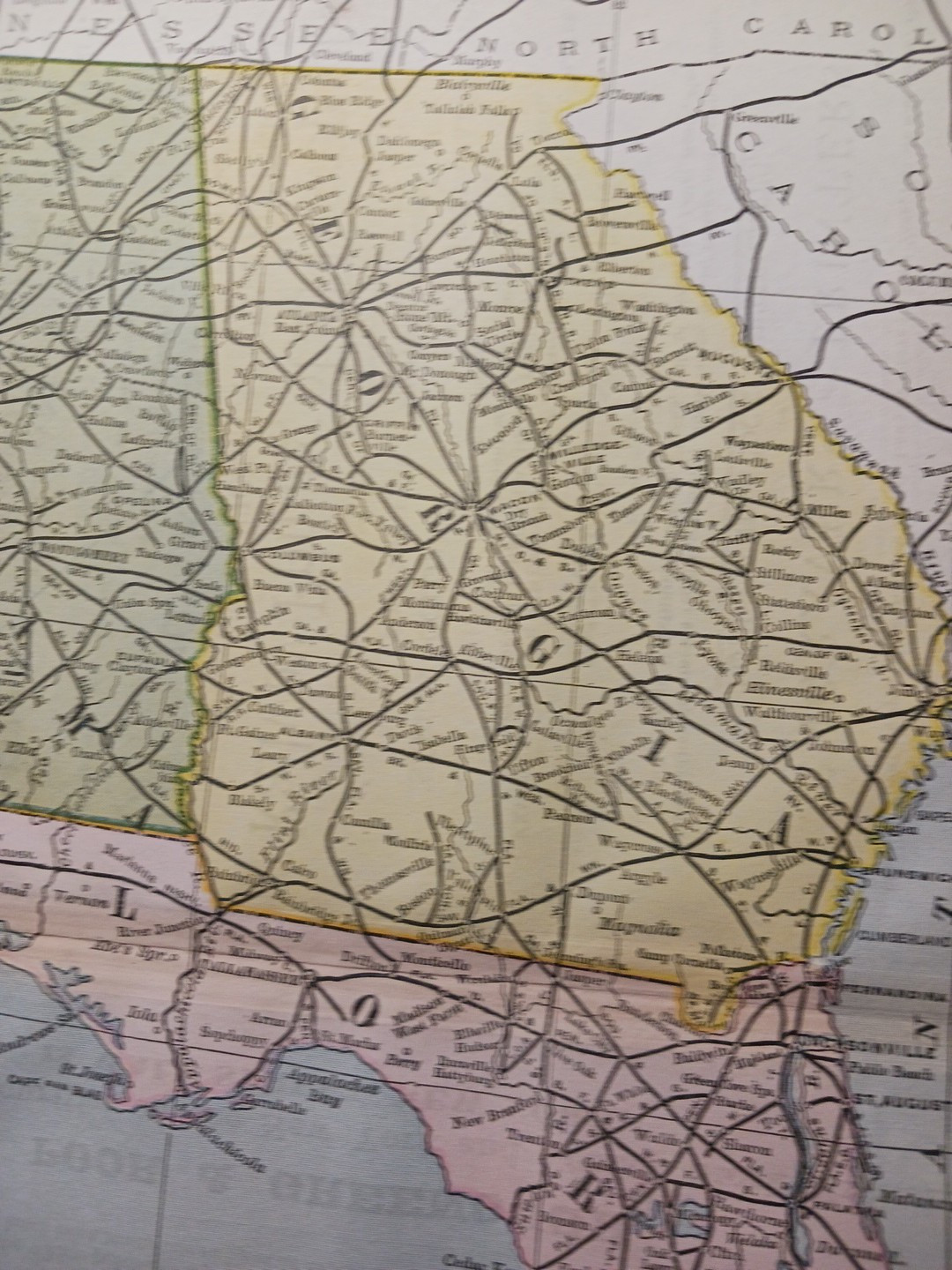 ~ 1897 Train Route Map Alabama FLORIDA Georgia ☆ all Railroad Lines Marked 9×11