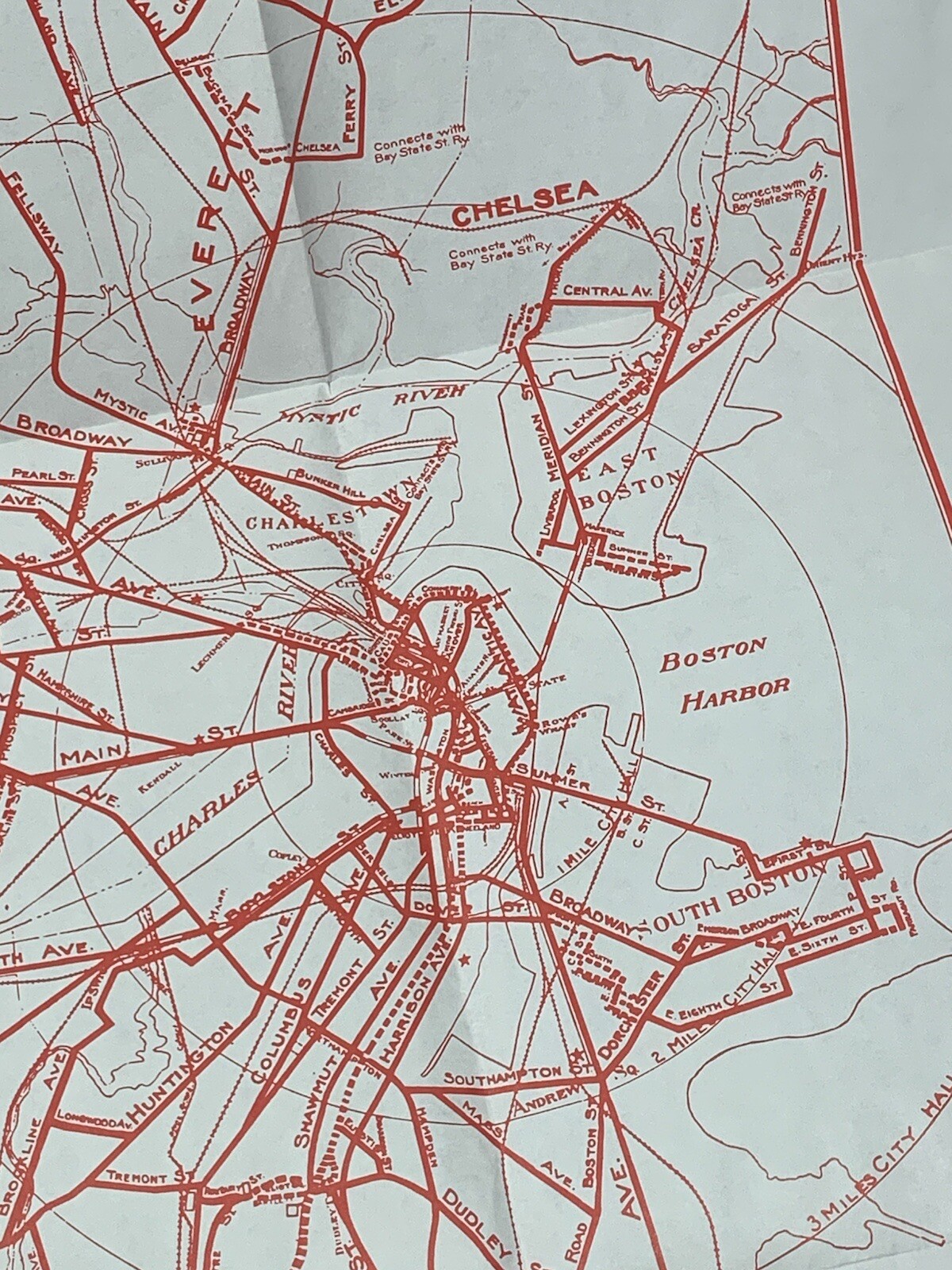 Vintage Street Railways of Massachusetts 1912 Map & Boston Elevated 1915