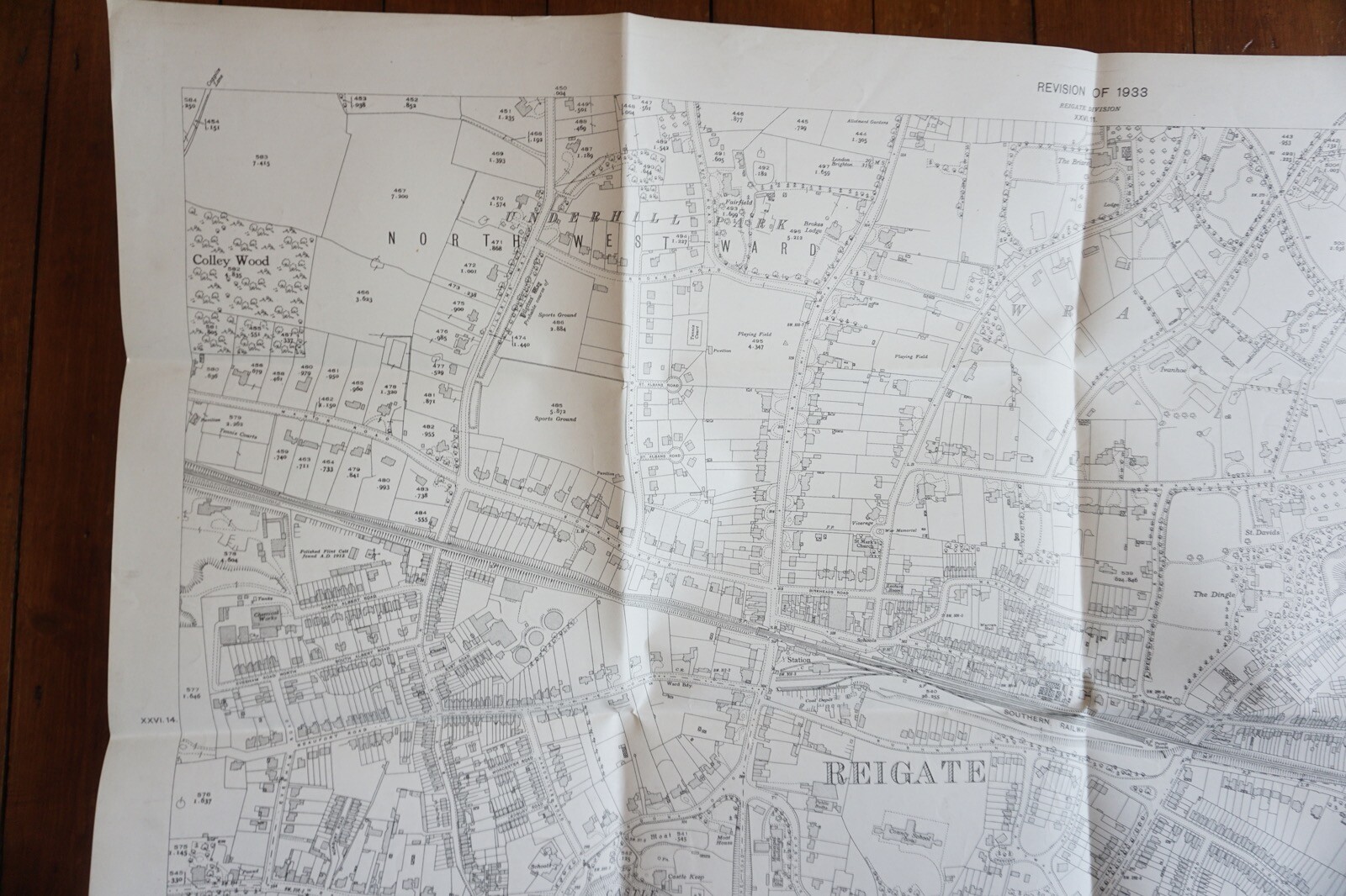 1933 Reigate Surrey Southern Railway OS Railway Map