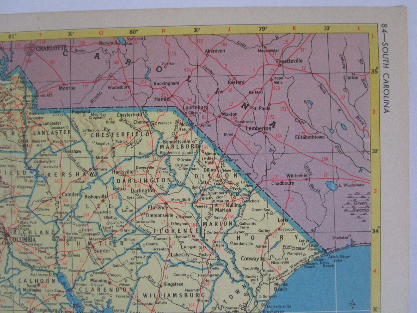 PA SC 1952 PENNSYLVANIA State RAILROAD Map STEWARTSTOWN RR or SOUTH CAROLINA Map