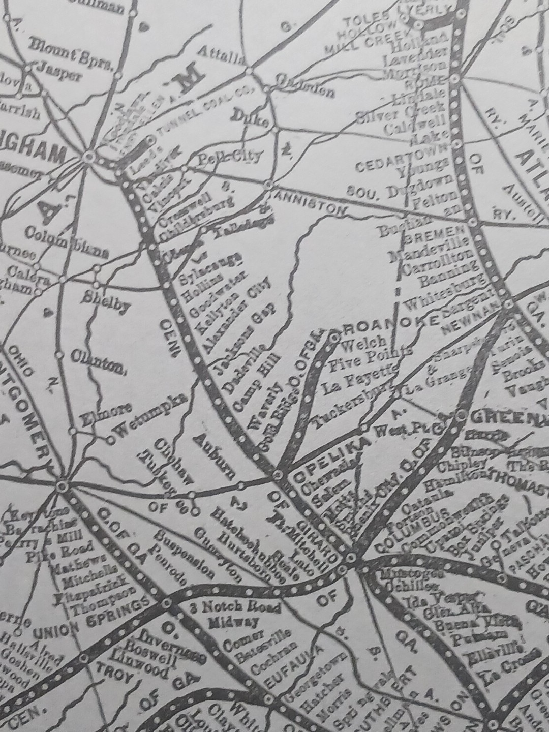 ~1906 Railroad Train Route Map CENTRAL OF GEORGIA RAILWAY all Lines Stations