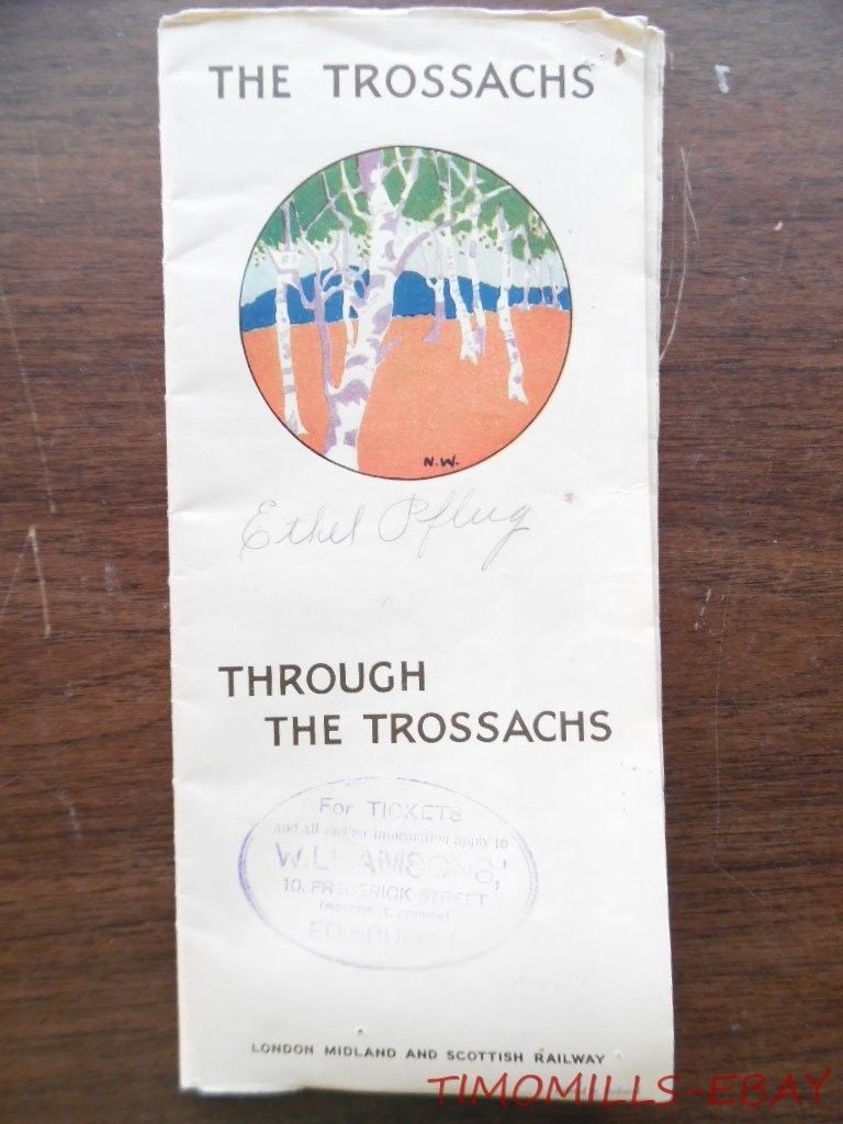 1930 Trossachs Scotland Pictorial Map Timetable Brochure London Midland Scottish