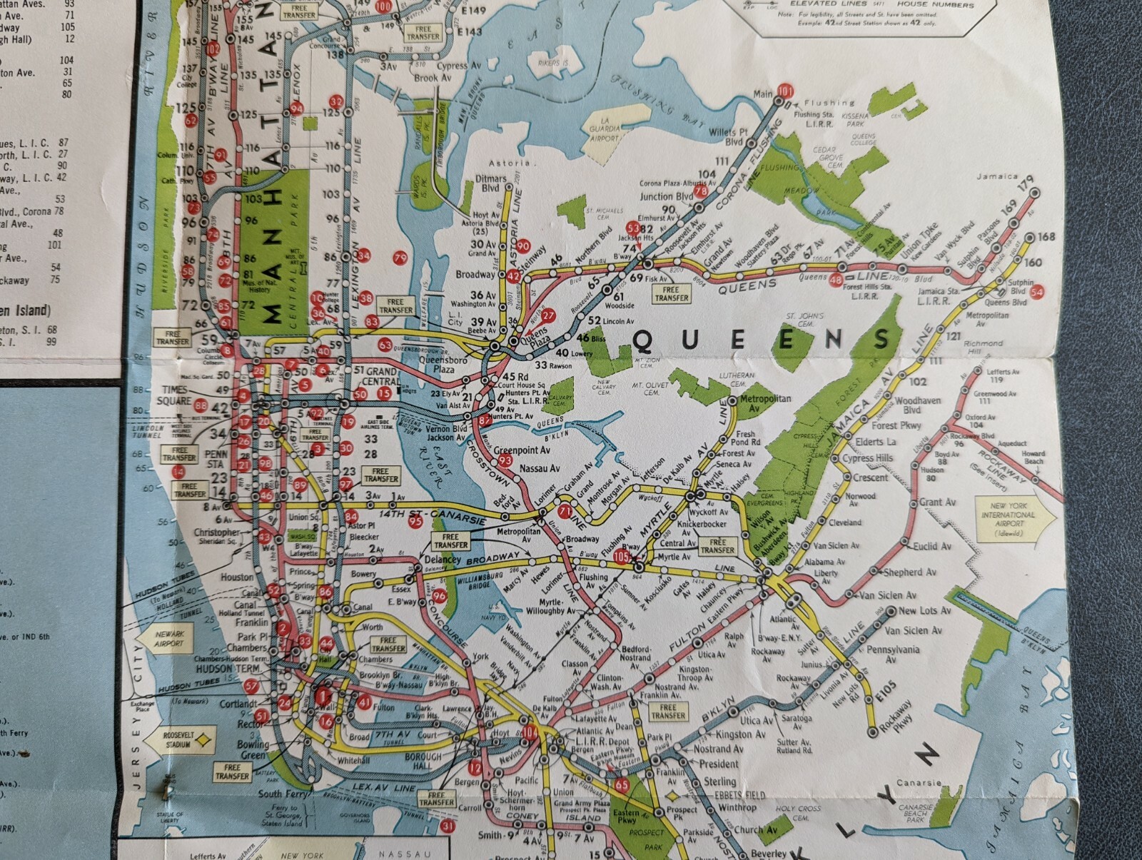 1958 New York City Hagstrom Map Subway IND IRT BMT RR NYC Chemical Corn Exchange