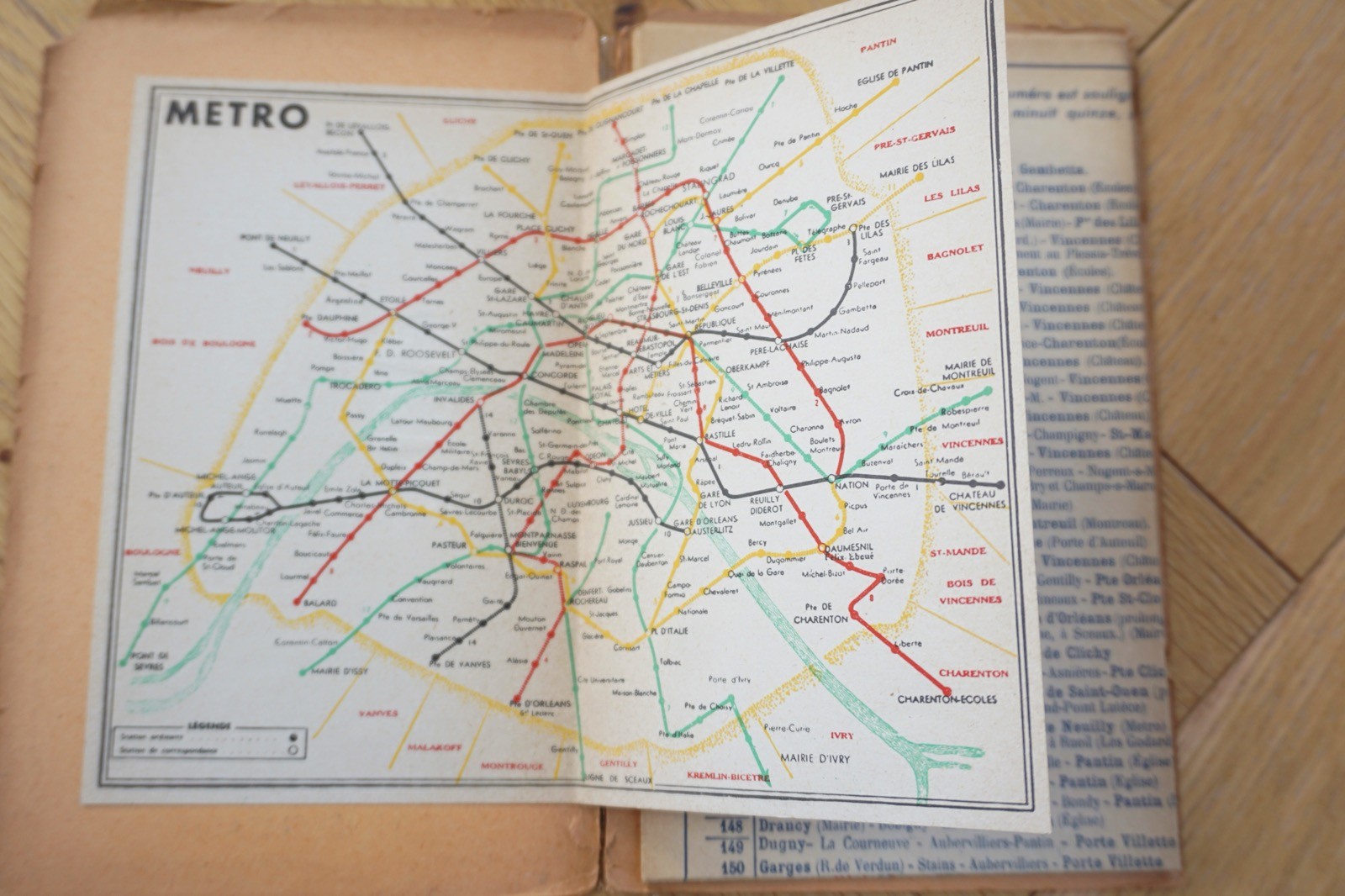 1949 Paris Autobus Metro Map Bus Railway Map France