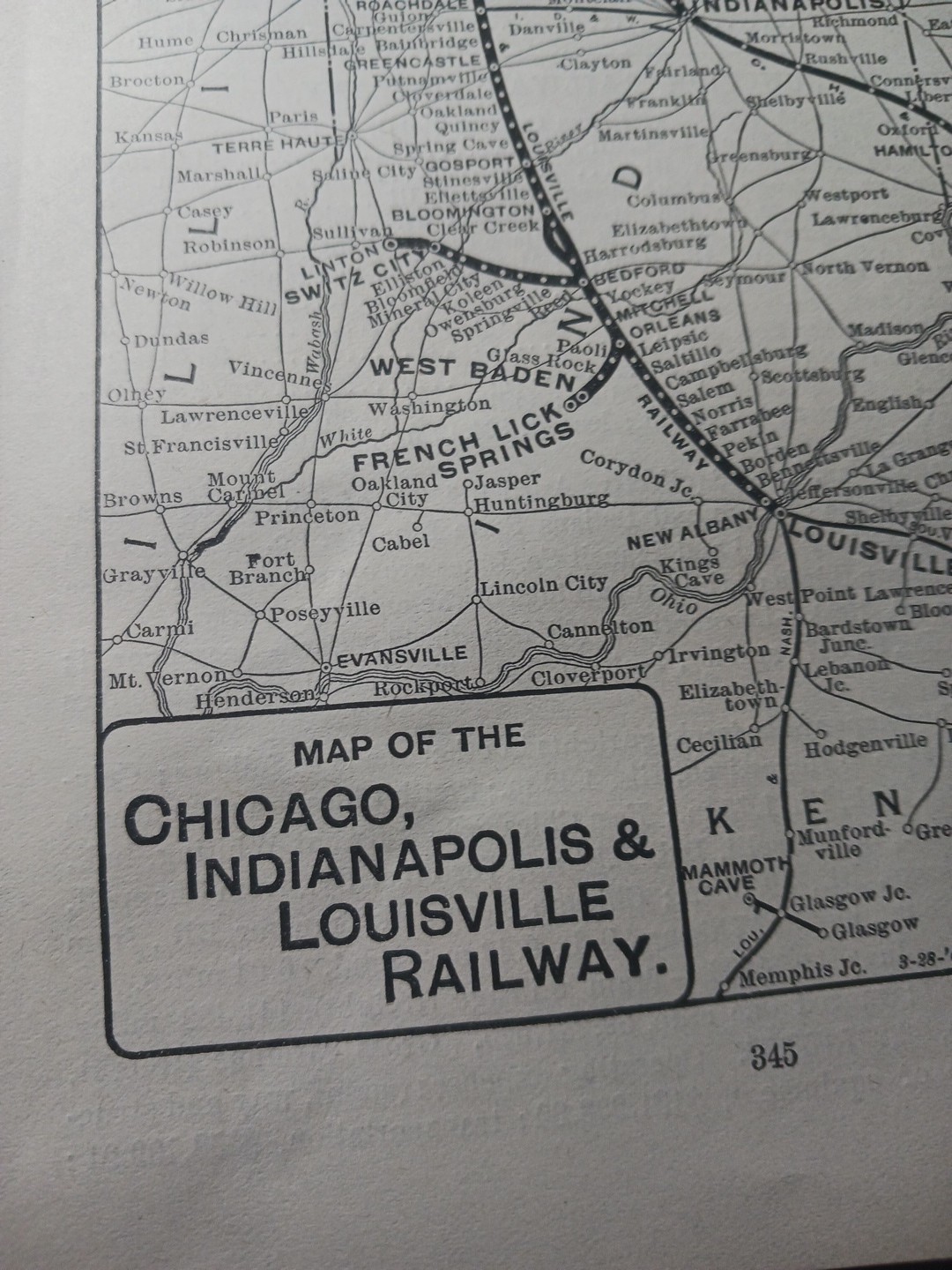 ~1904 Train Route Map CHICAGO INDIANAPOLIS & LOUISVILLE RAILWAY Indiana Railroad