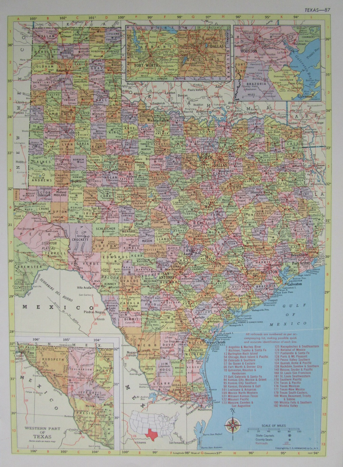TX UT 1958 TEXAS RAILROAD MAP. PARIS & MT PLEASANT RR ~or~ UTAH 1950s