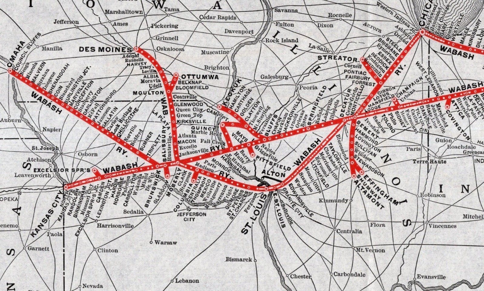 1924 Antique Wabash Railroad Map Vintage Wabash Railway Map 2692