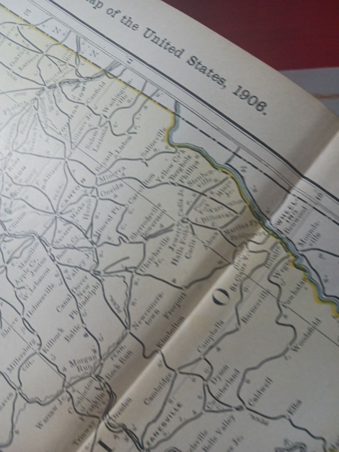 1906 Dated Train Route Map OHIO all Railroad Lines Stations Towns 11″×9″