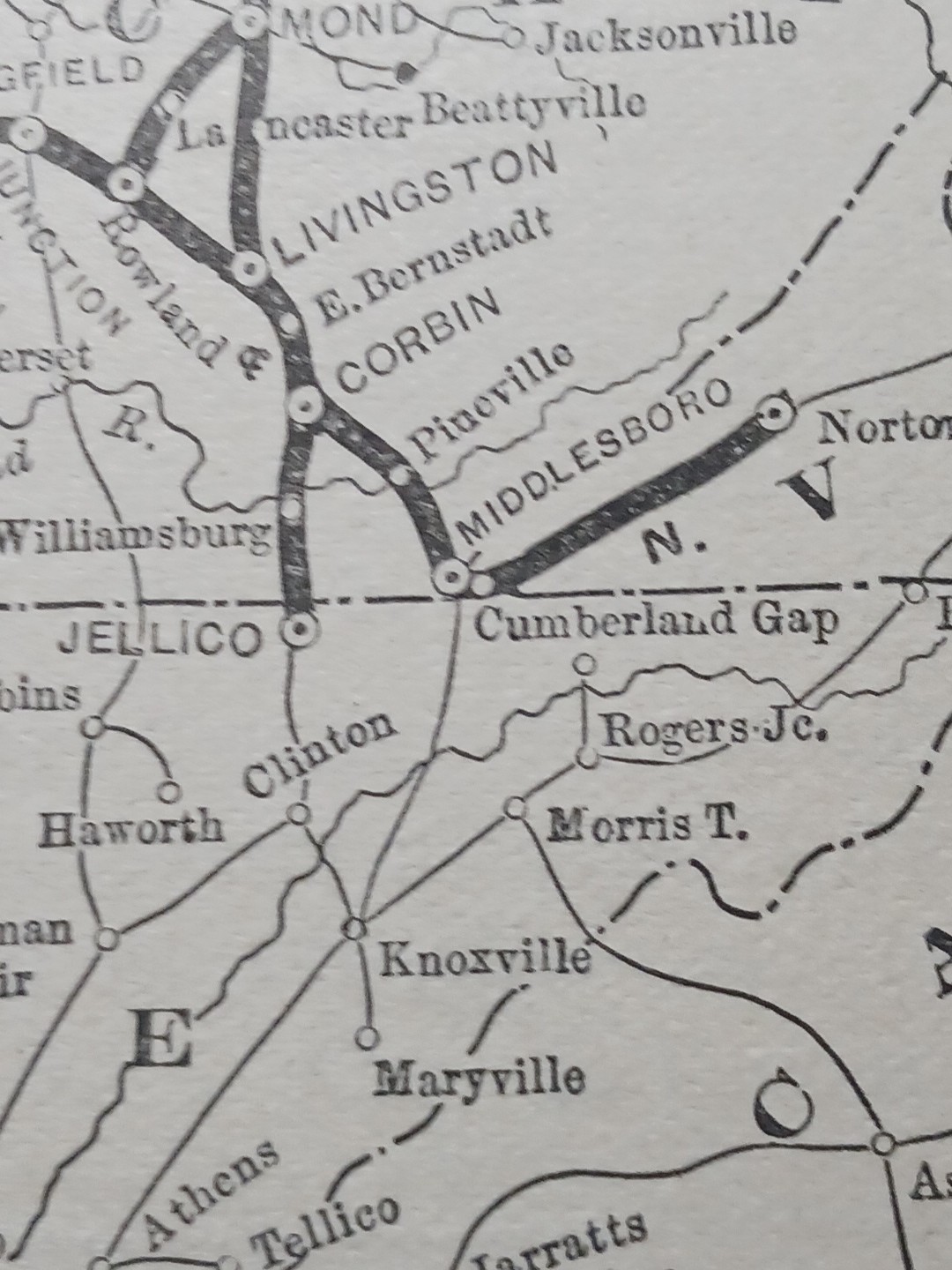 ~1895 Antique Route Map LOUISVILLE & NASHVILLE RAILROAD all Lines Stations Depot
