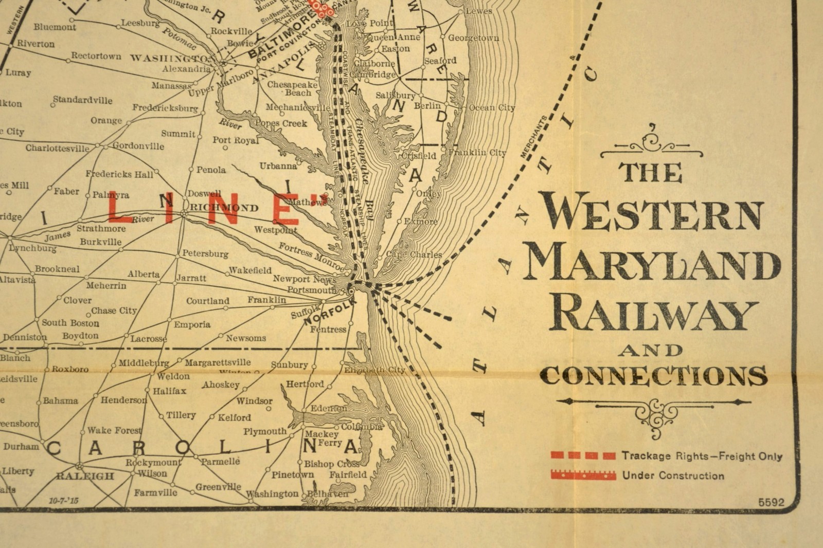 Antique WESTERN MARYLAND RAILWAY Map WM Railroad LARGE Mason Dixon Line