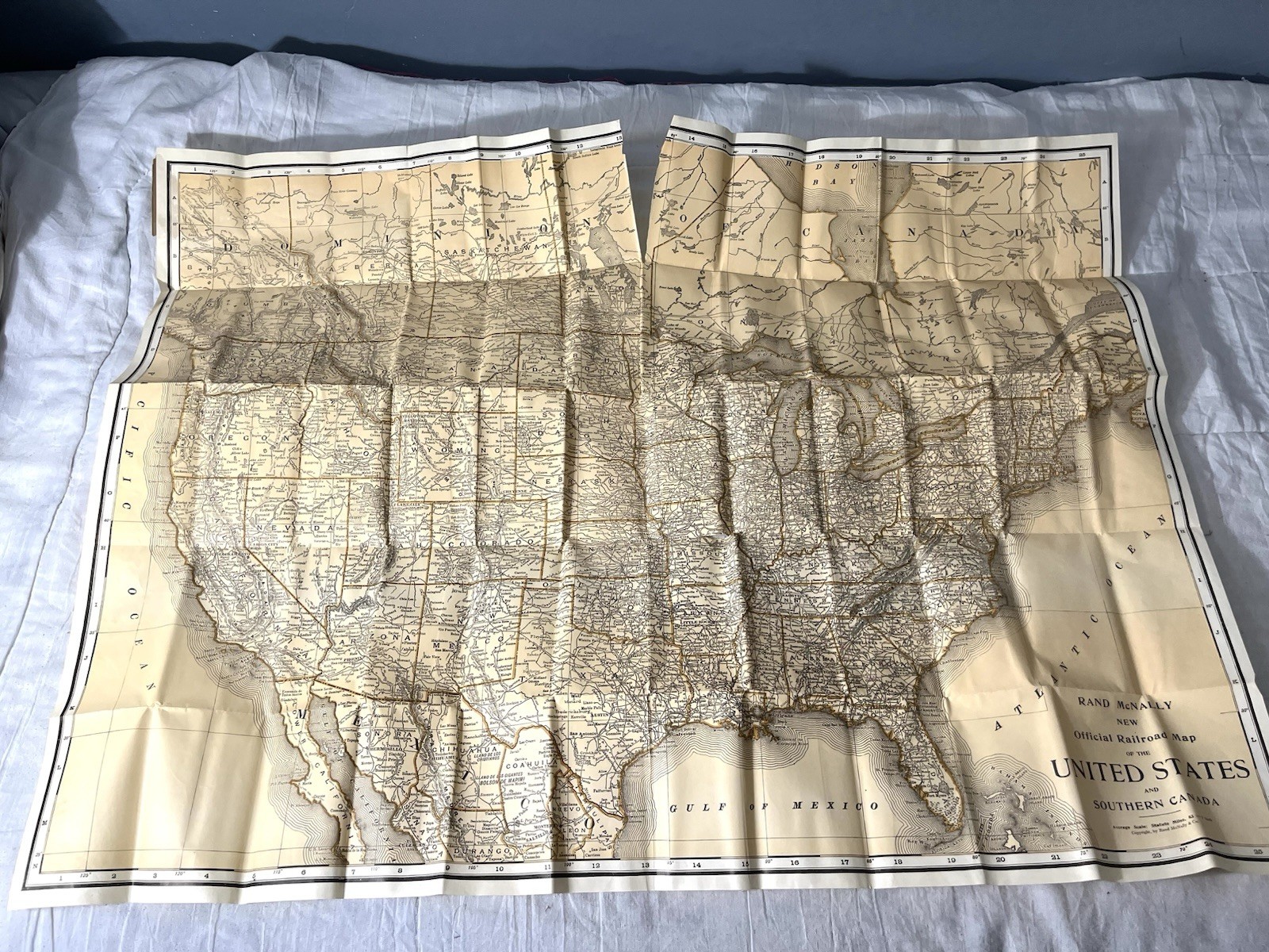 1910 Rand McNally New Official Railroad Map of the United States & So. Canada