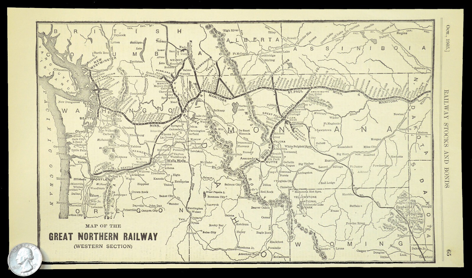 Vintage GREAT NORTHERN Railway Map North Dakota Eastern Minnesota Old Antique