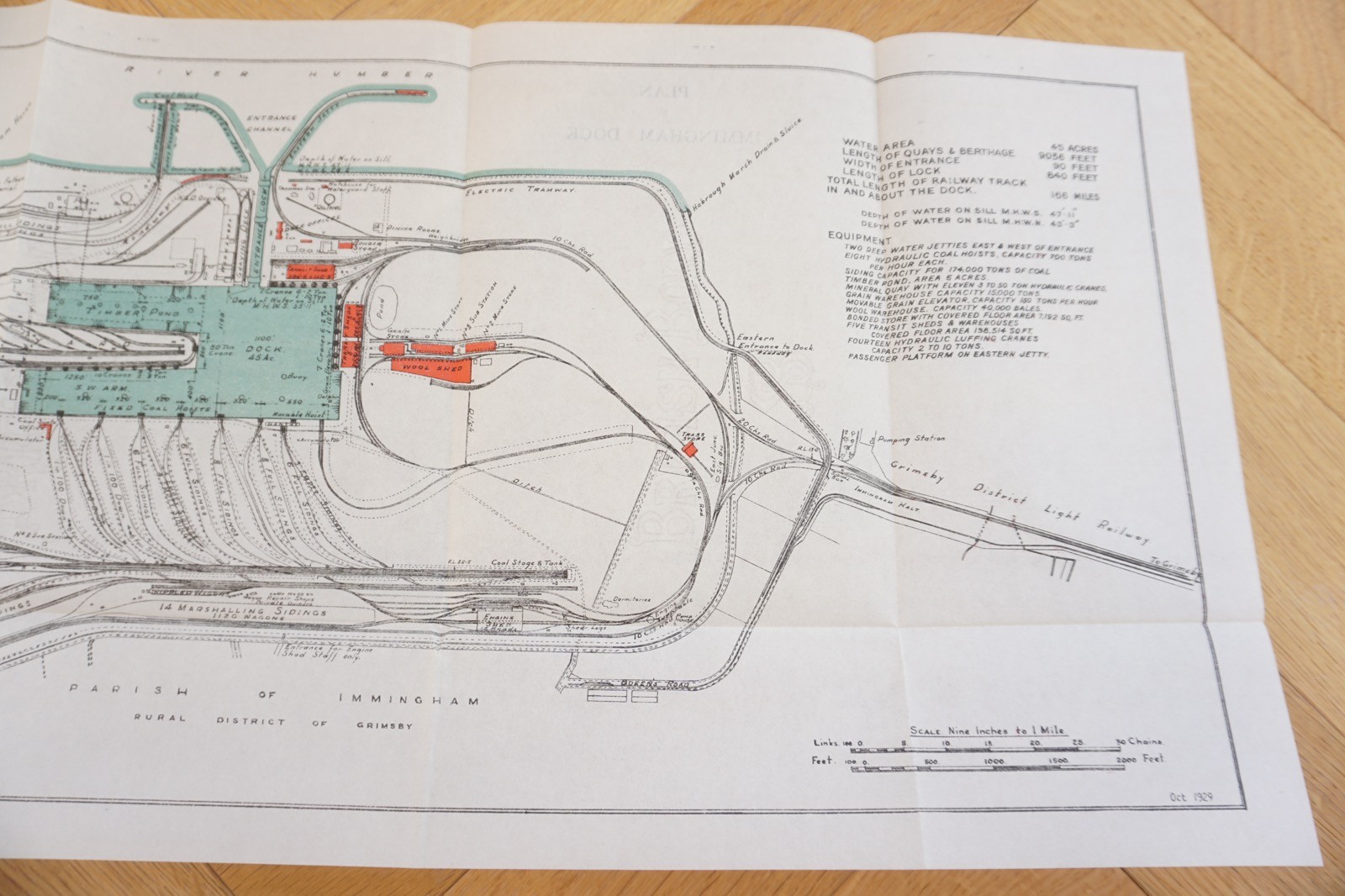 1929 LNER Immingham Docks Railway Plan Map