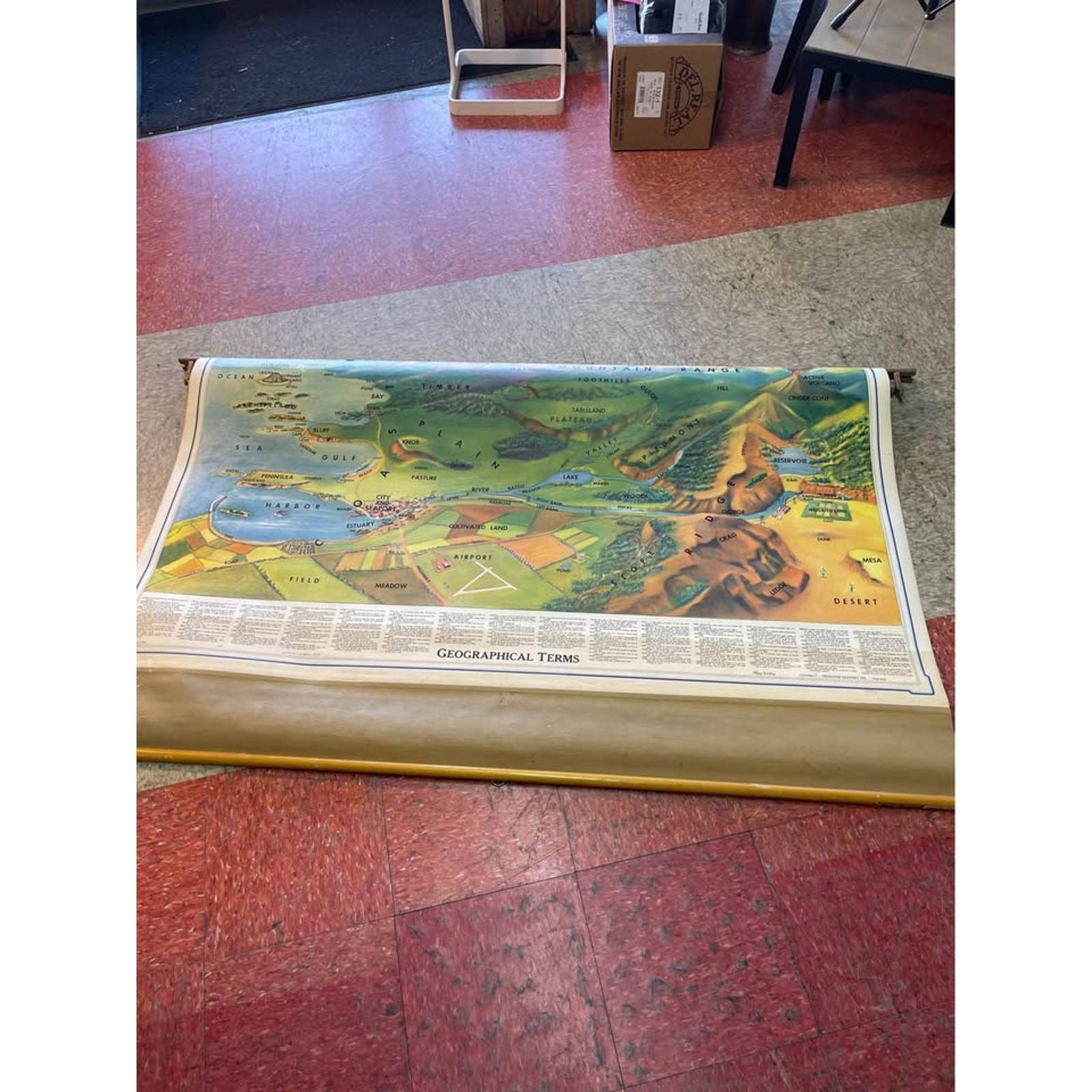 Large school map with geological terms made in 1967