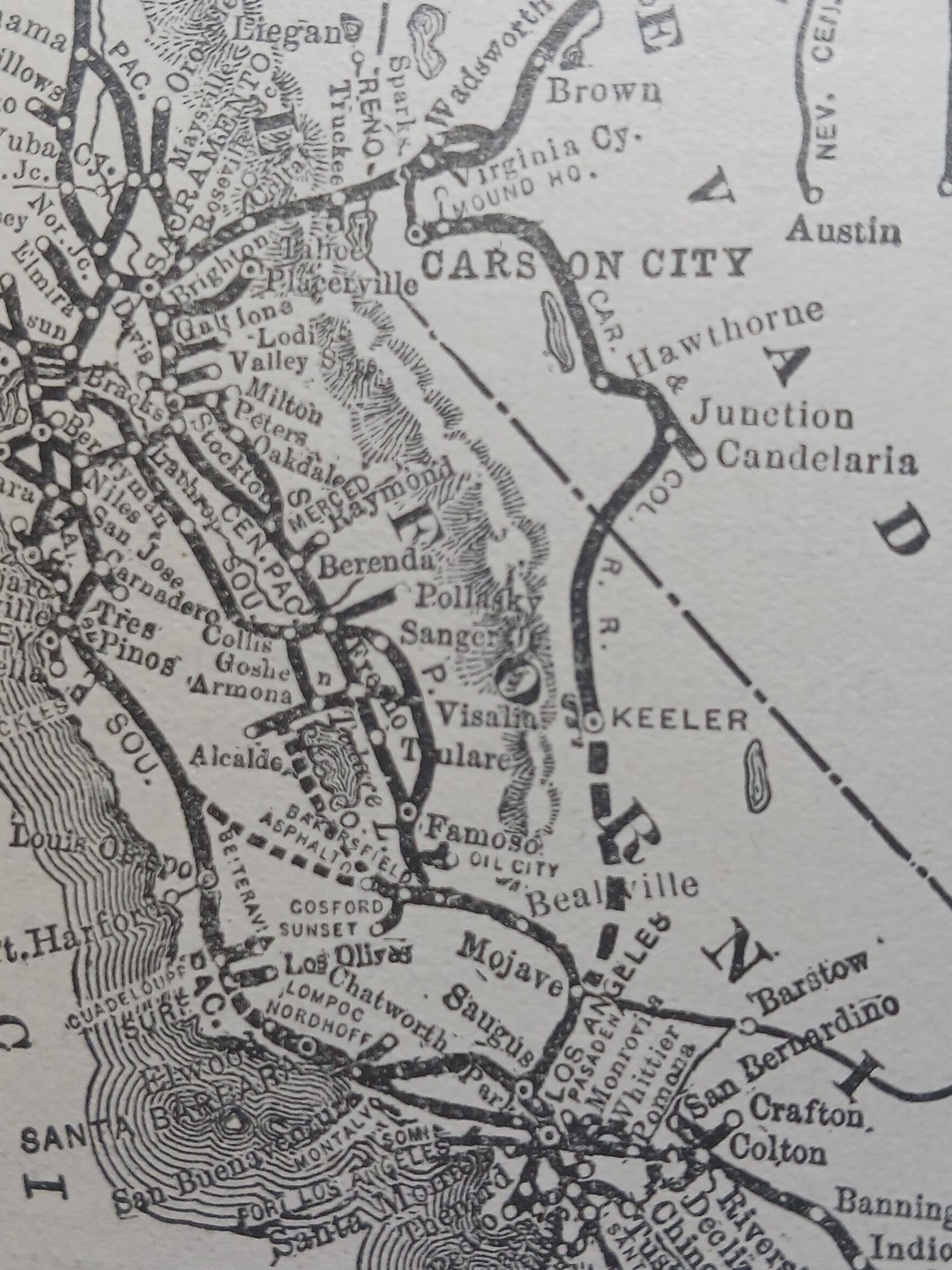 ~1906 Train Route Map SOUTHERN PACIFIC SYSTEM railway California Arizona Utah