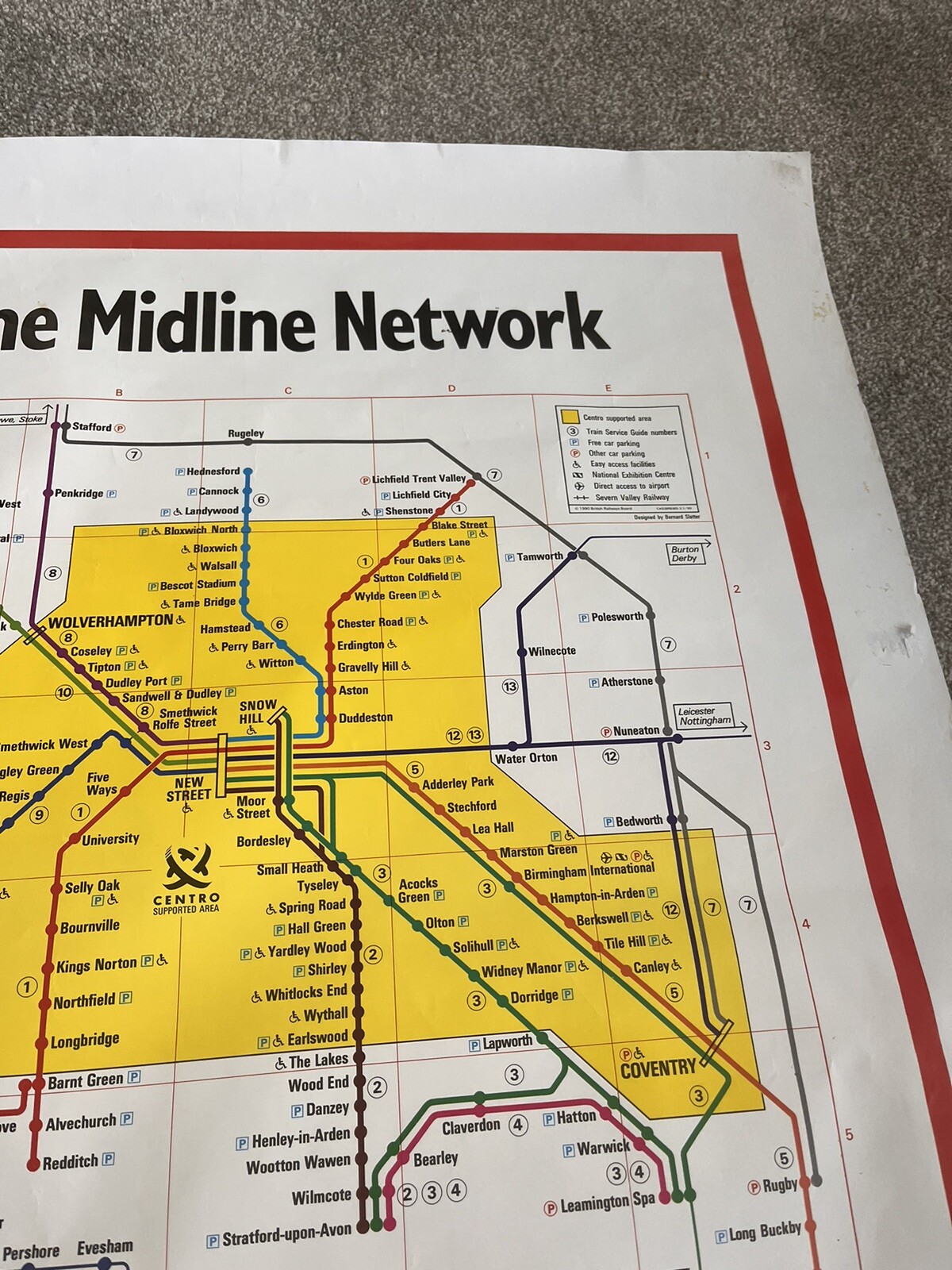 Rare 1990’s The Midline Network CENTRO Railway Station Route Map Poster