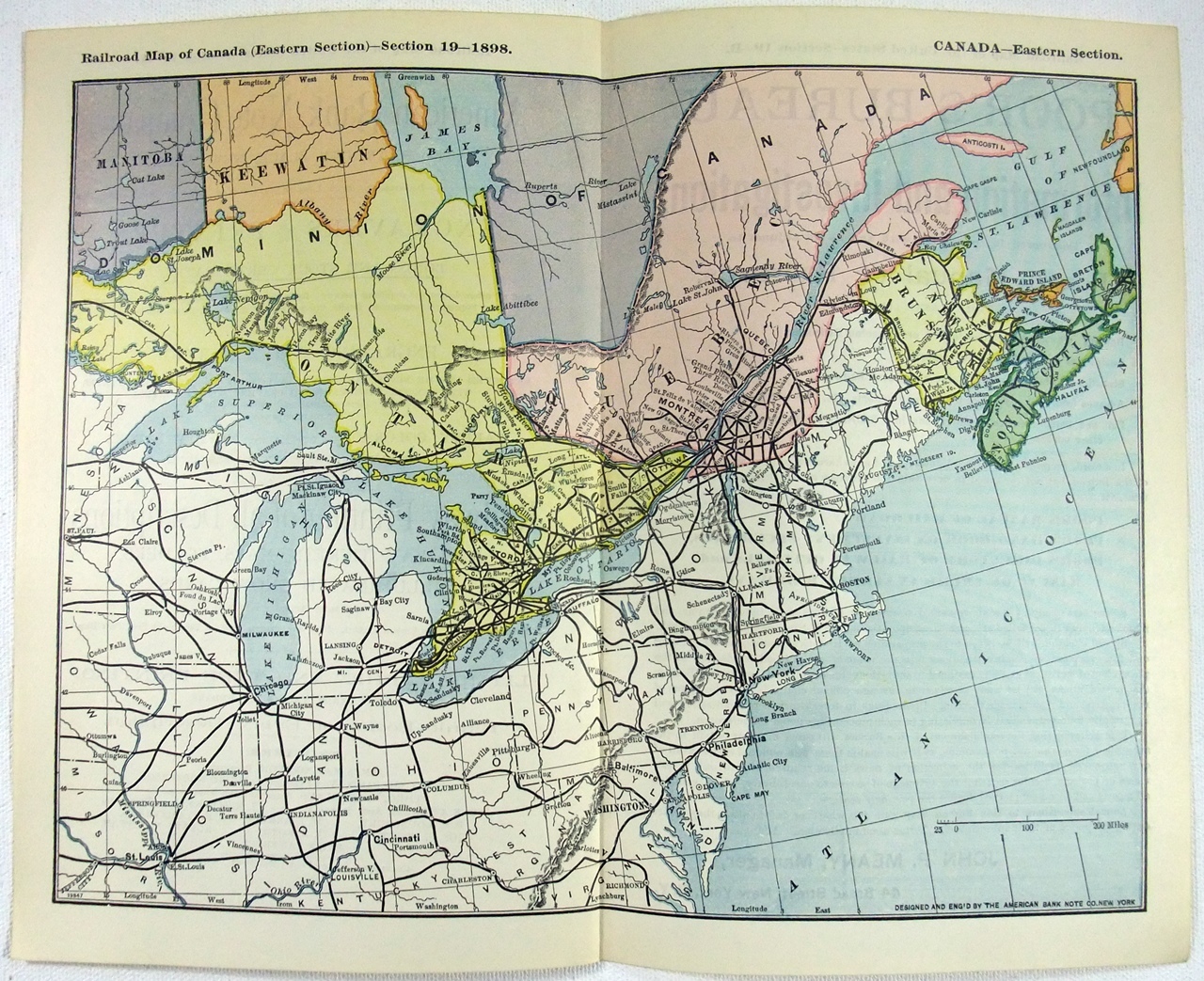 Eastern Canada – Original 1898 Railroad Map – Ontario, Quebec & The Maritimes