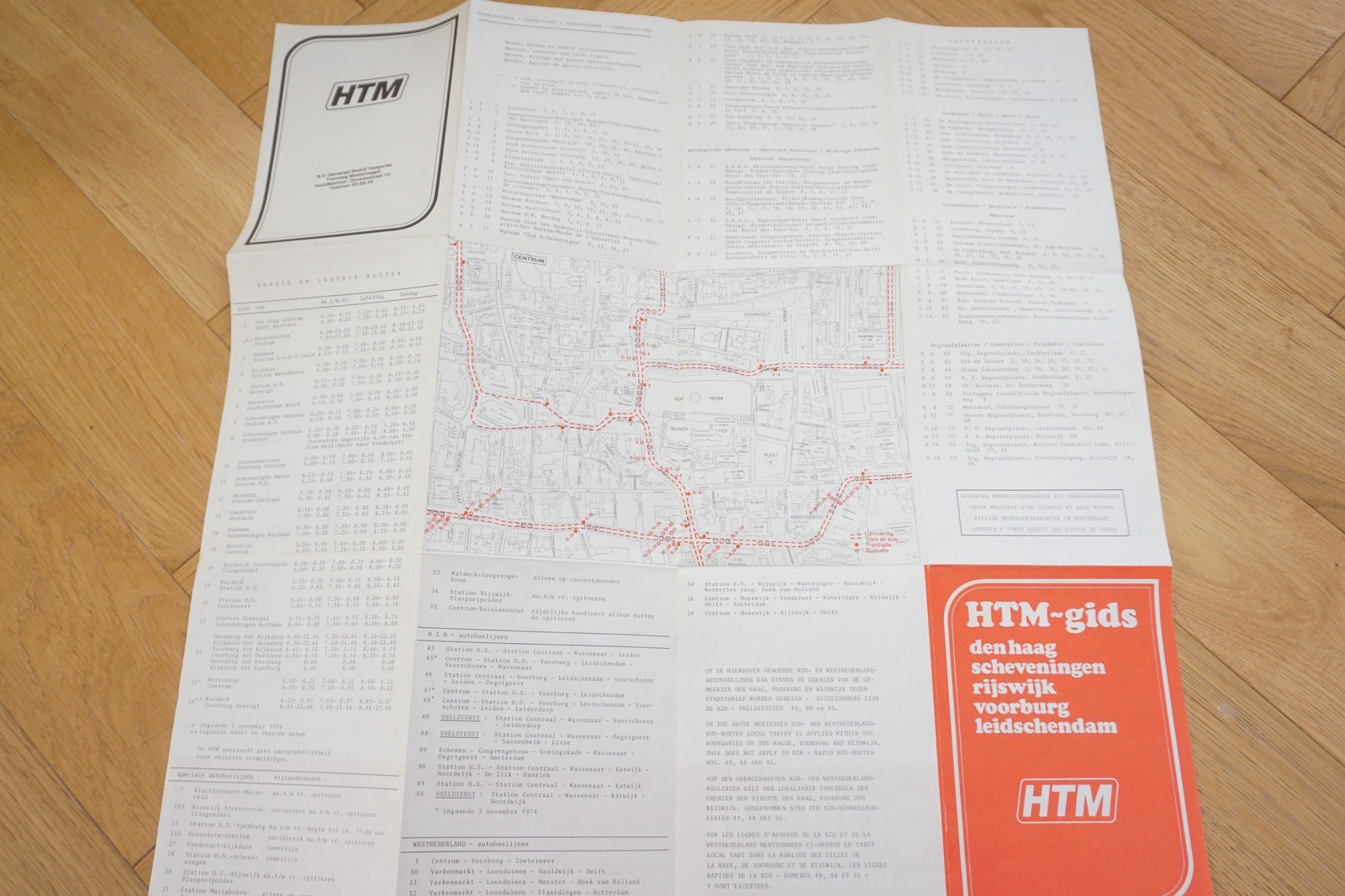 1970s HTM Netherlands Railway Bus Tram Route Map
