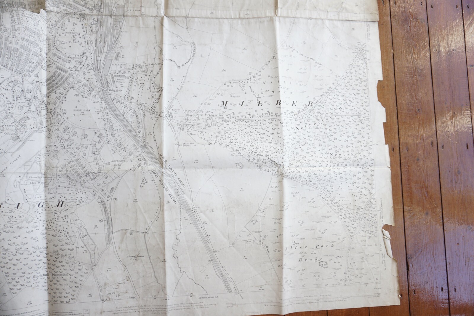 1905 Newton Abbot Torquay Branch Knowles Hill GWR Railway OS Railway Map