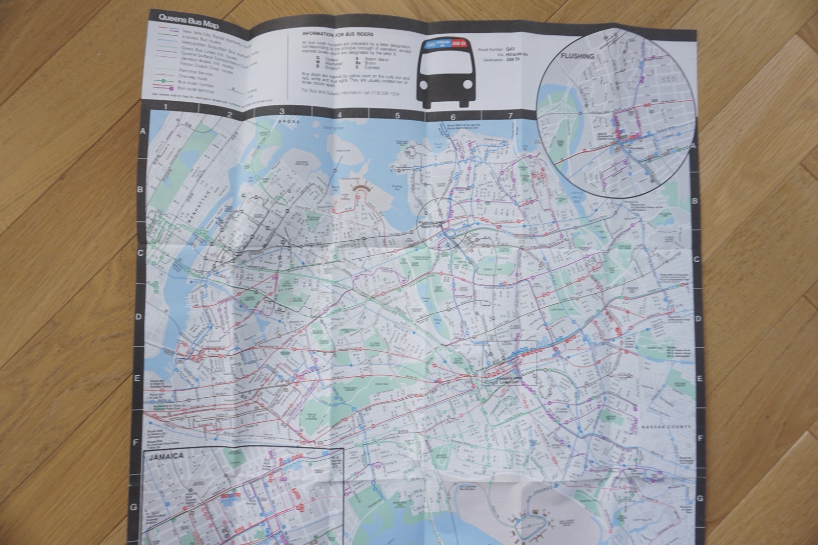 1989 Queens New York Bus Guide Bus Map VGC