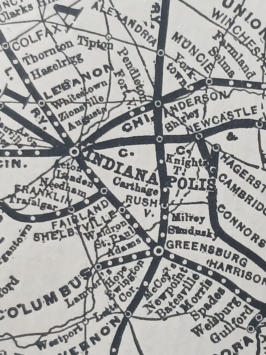 ~1898 Railroad Train Route Map CLEVELAND CINCINNATI CHICAGO & ST LOUIS RAILWAY