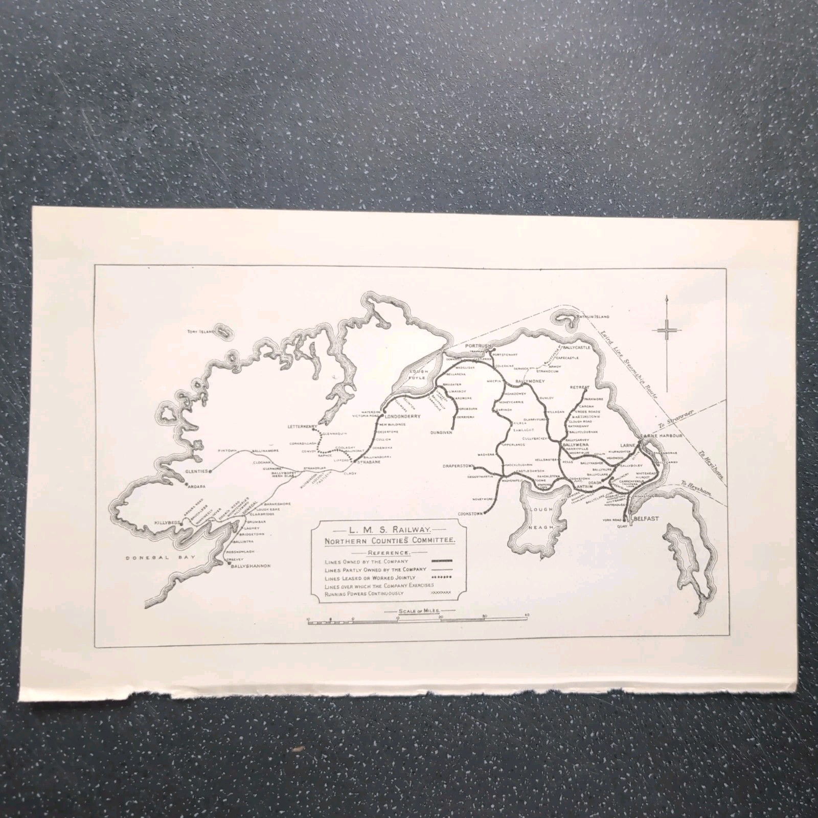 Original 1926 Map Of L M S Railway Northern Counties Committee General Map