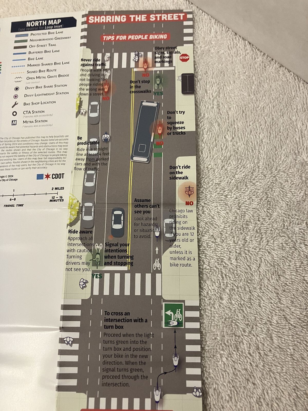 New CHICAGO BIKE MAP Hand-Held Foldable 2-Sided Trails, Bike Lanes & Routes 2024