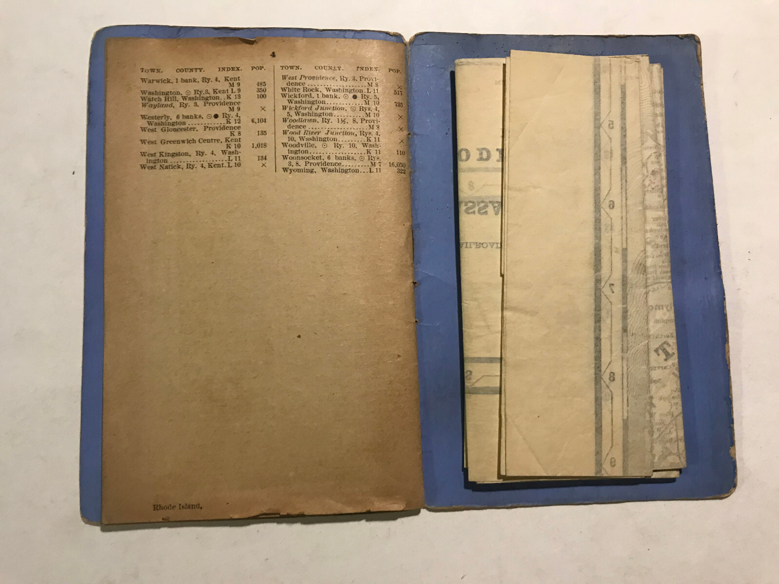 Rare Antique 1890 Cram’s Township Rail Road Map of Massachusetts & Rhode Island