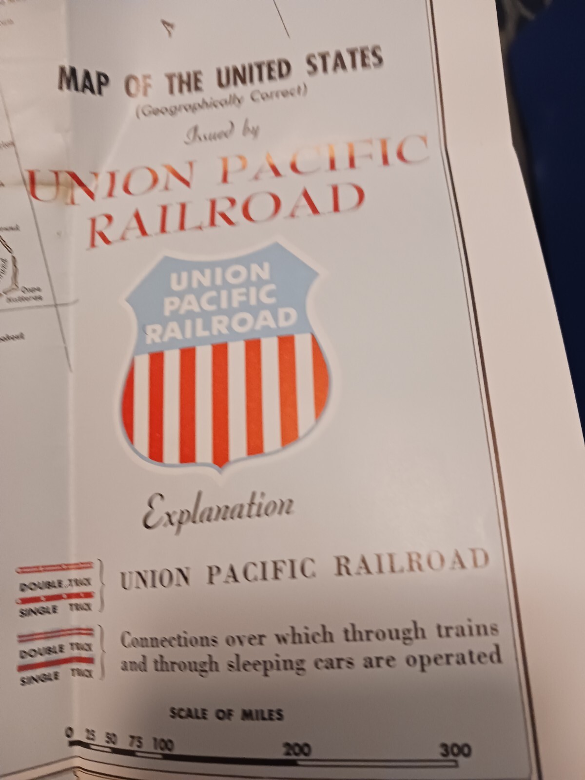 Union Pacific Railroad Map Of The United States 1959