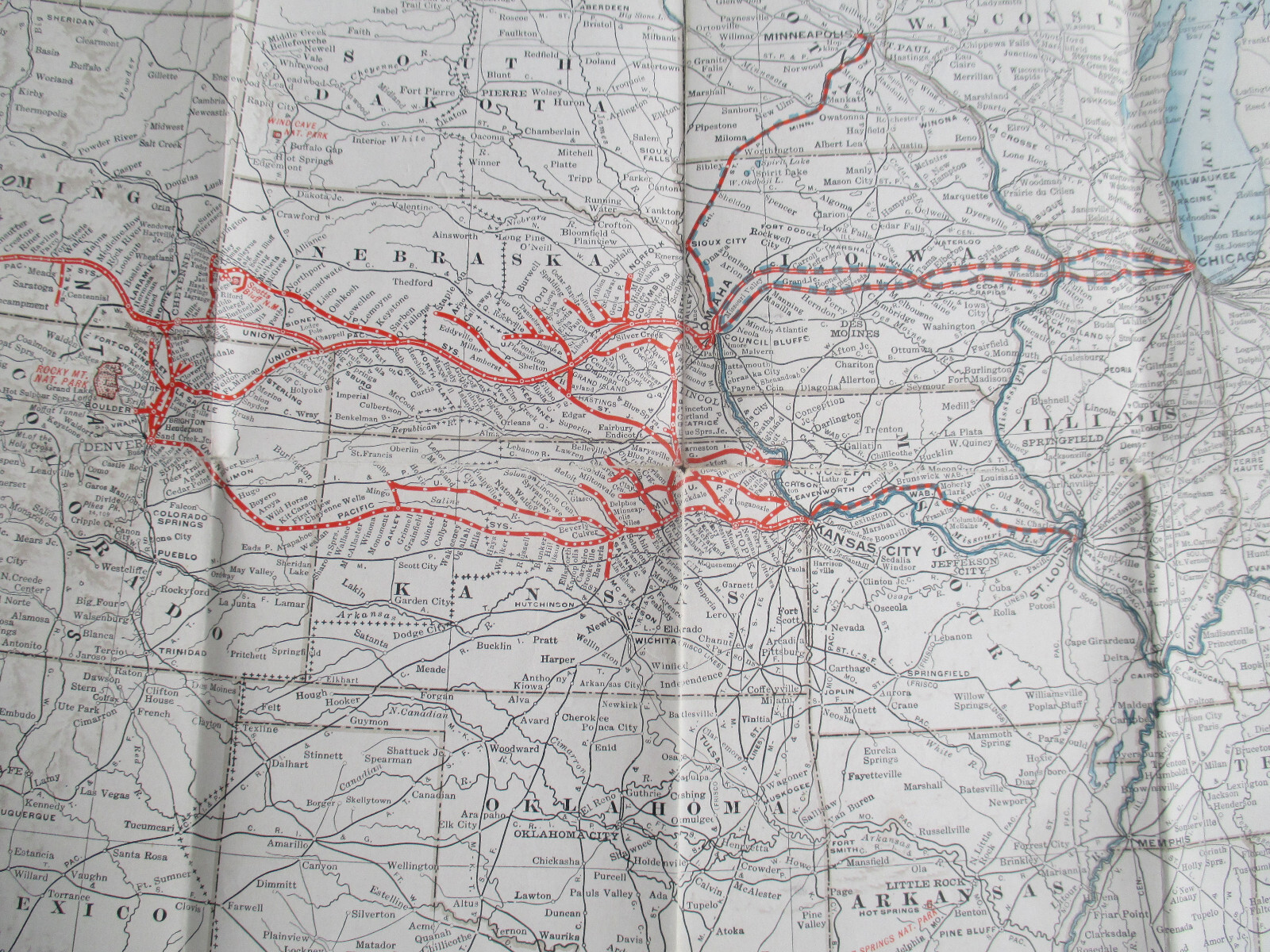 Large 1930 Union Pacific Railroad Route Map of the Union States w/ Photos
