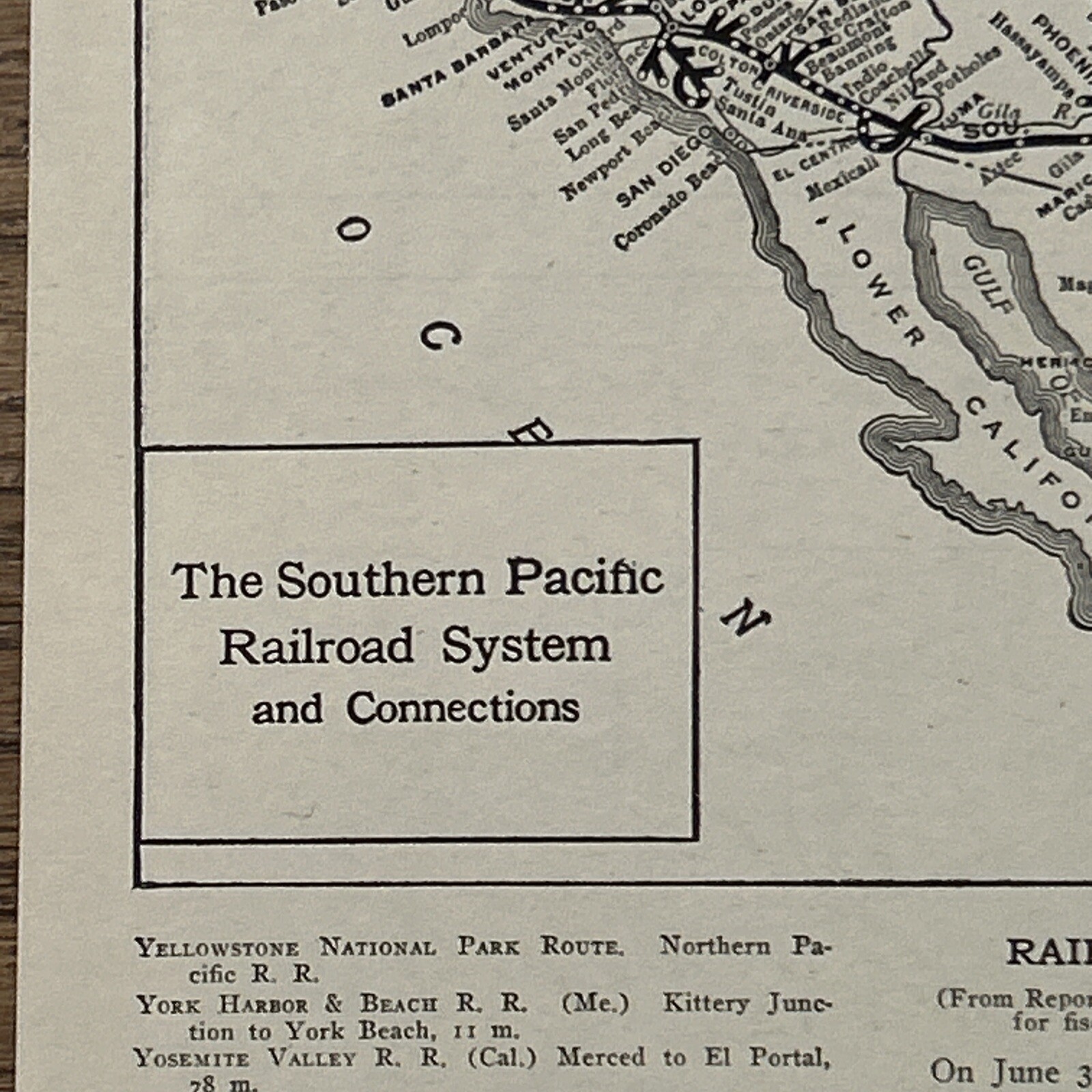 Antique 1917 Map Of The Southern Pacific Railway System 15×11 Inches