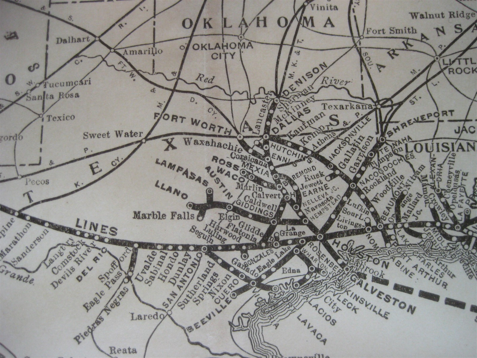 Original 1923 Railroad Steamship Map SOUTHERN PACIFIC LINES AND CONNECTIONS